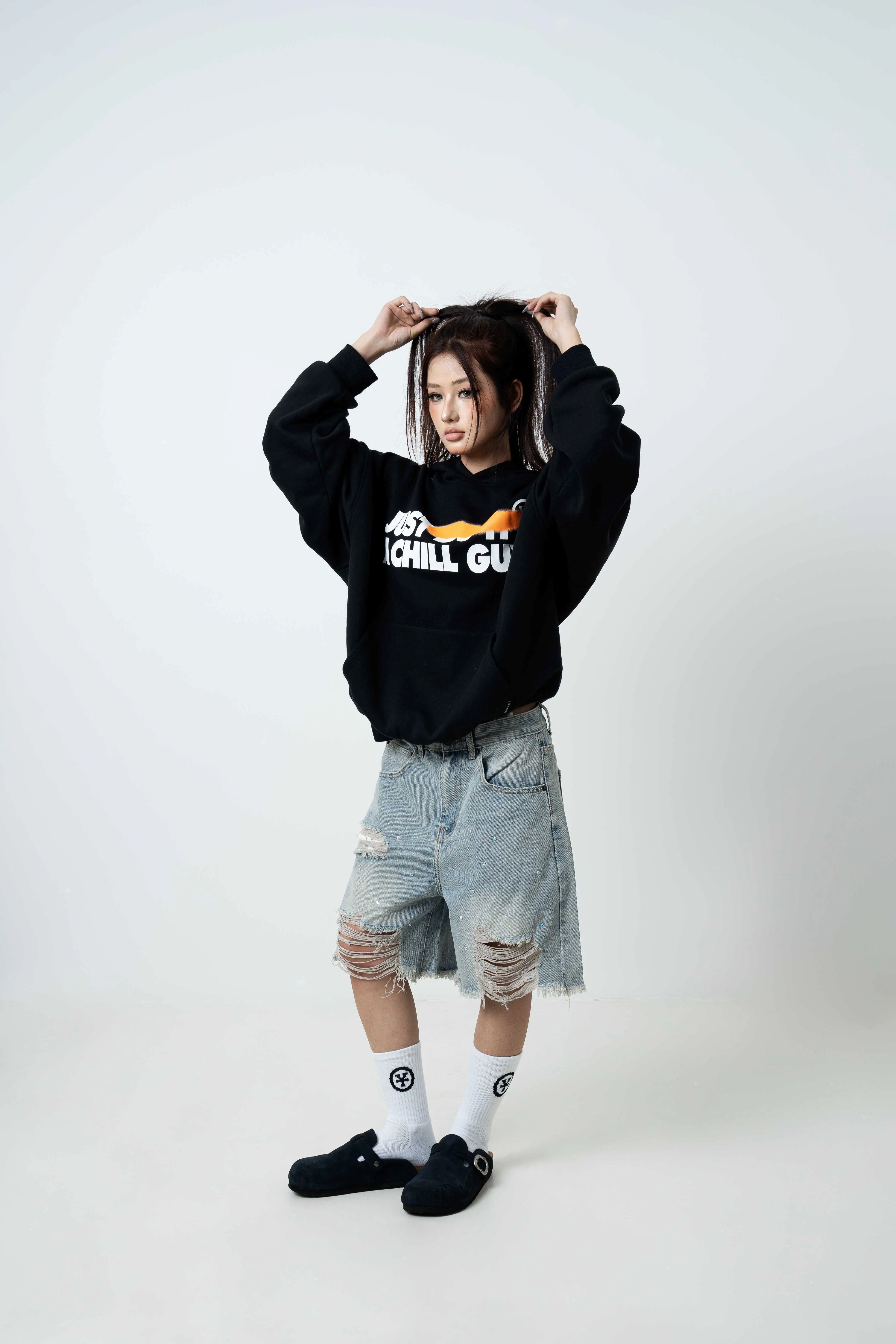 DirtyCoins Just A Chill Guy Oversized Hoodie Black