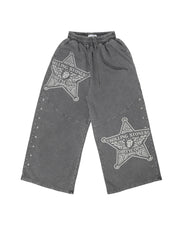 DCxRS Sheriff Print Faded Sweatpants Black