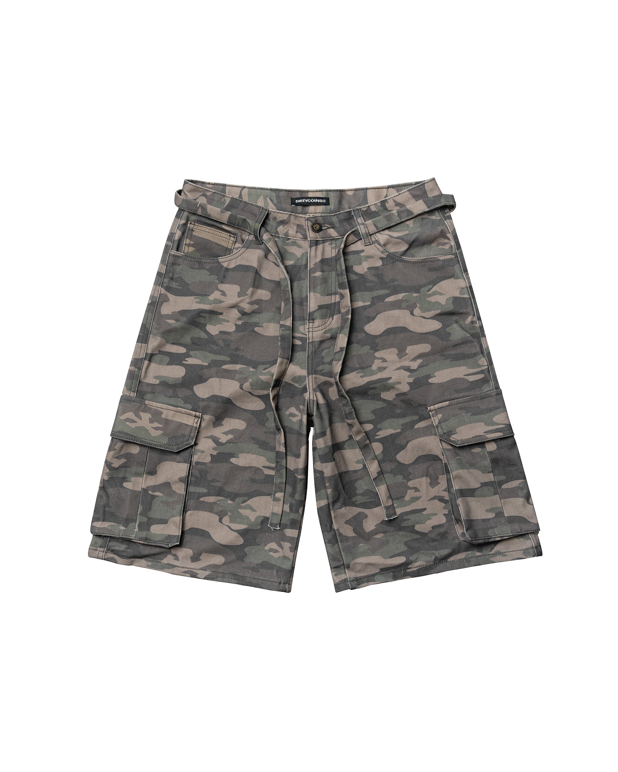 DirtyCoins Drawstring Camo Denim Cargo Shorts