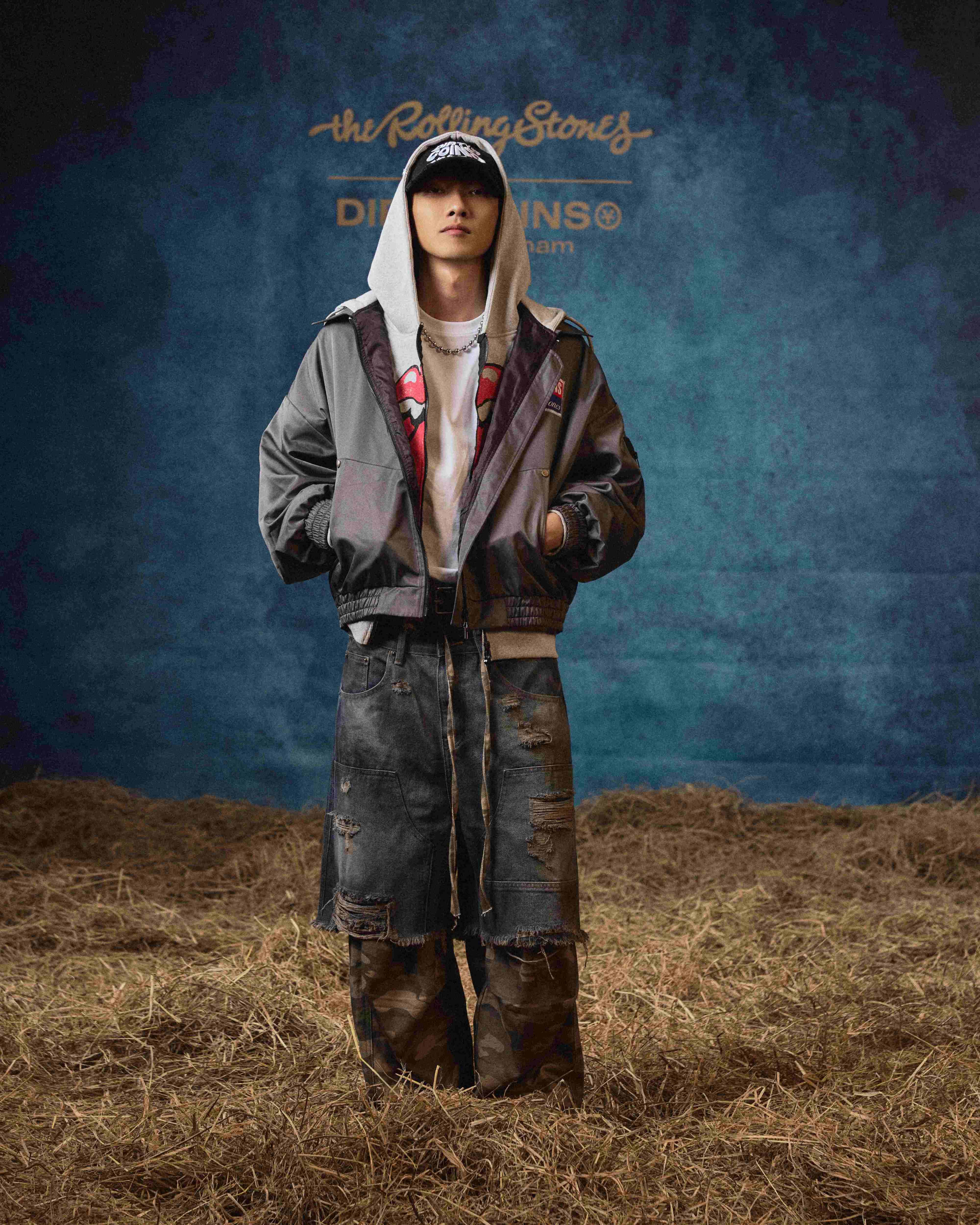 DCxRS Patch Hooded Bomber Jacket Grey