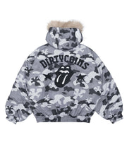 DCxRS Camo Fur Hooded Bomber Jacket - Grey