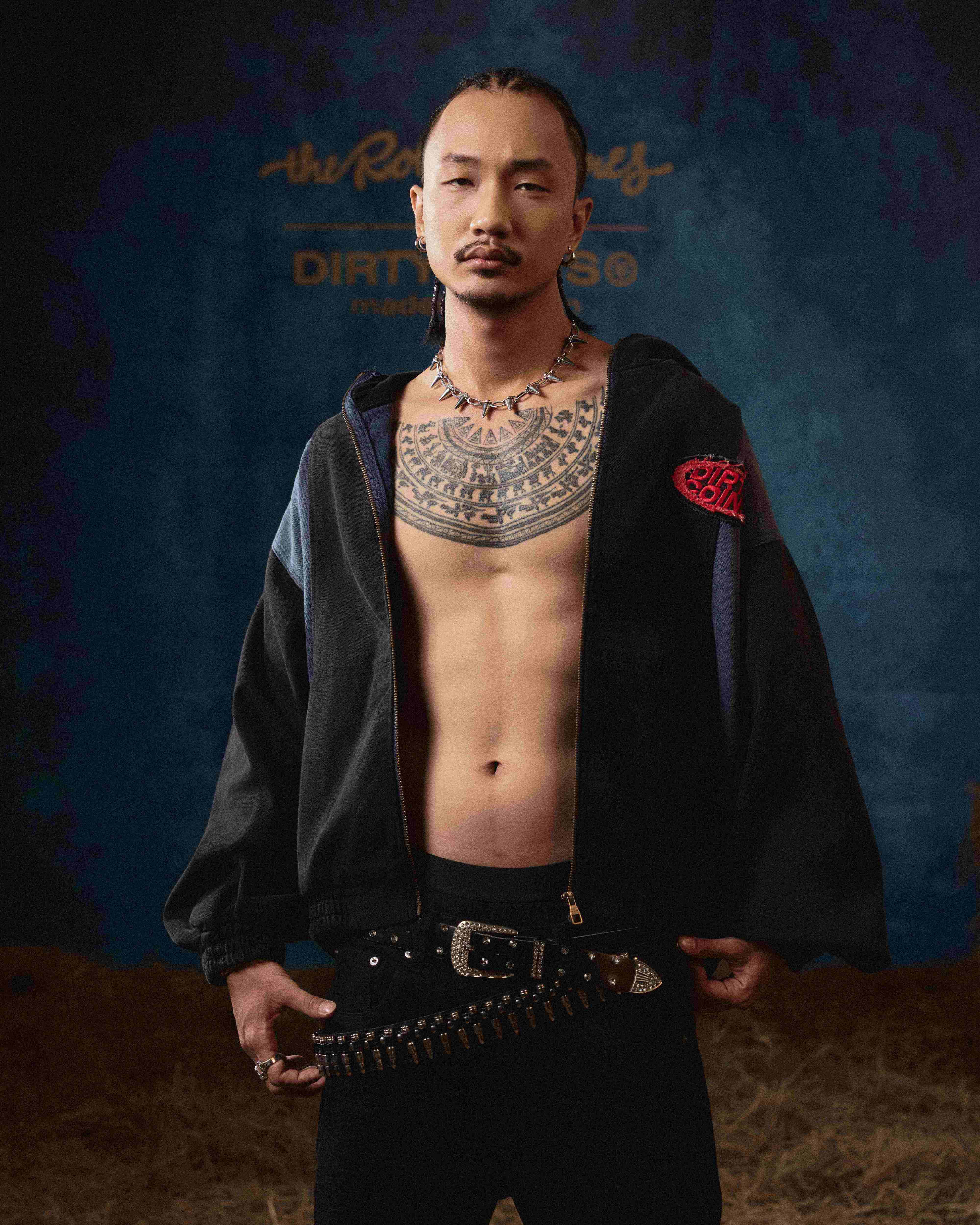 DCxRS Splicing Patch Hooded Denim Jacket Black