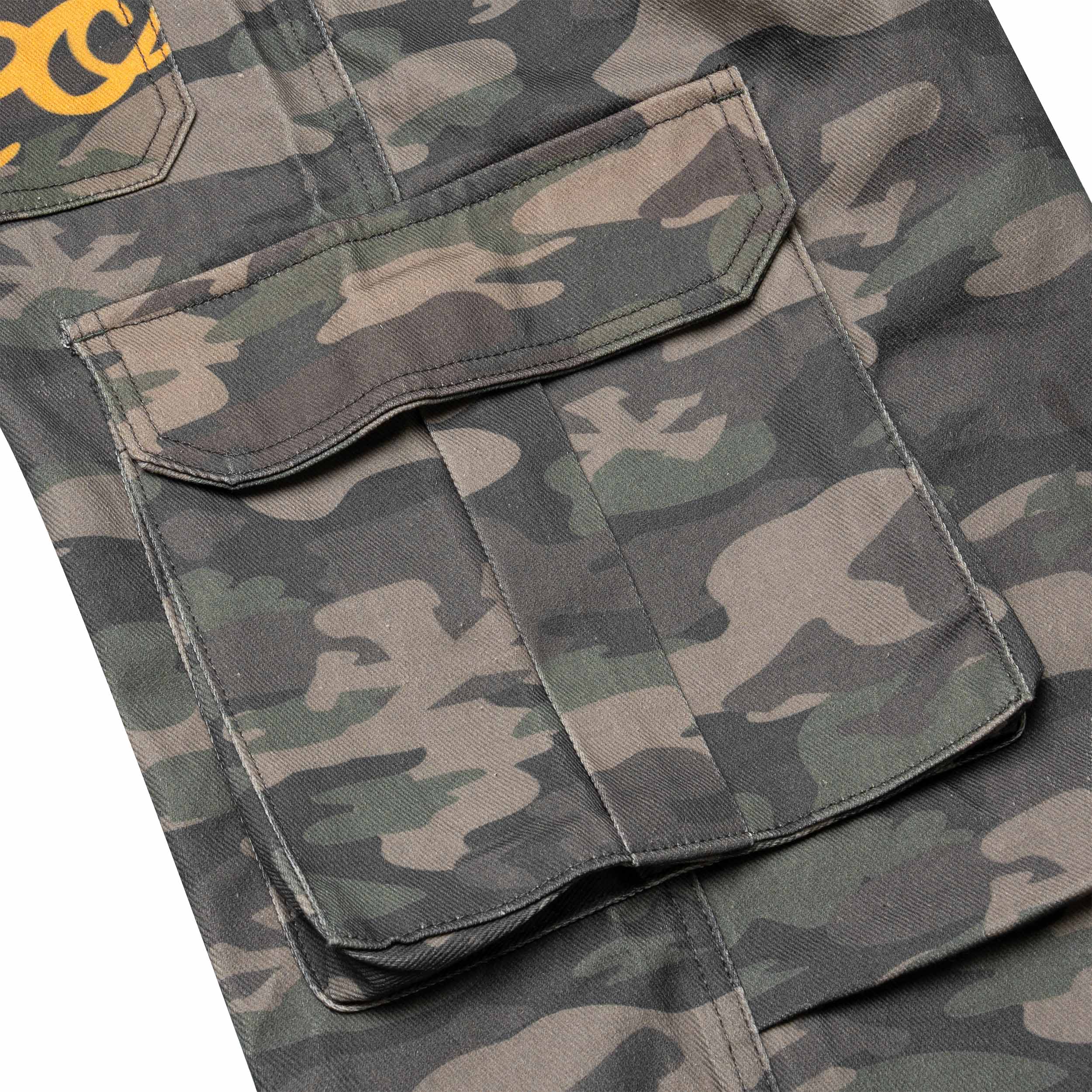DirtyCoins Drawstring Camo Denim Cargo Pants