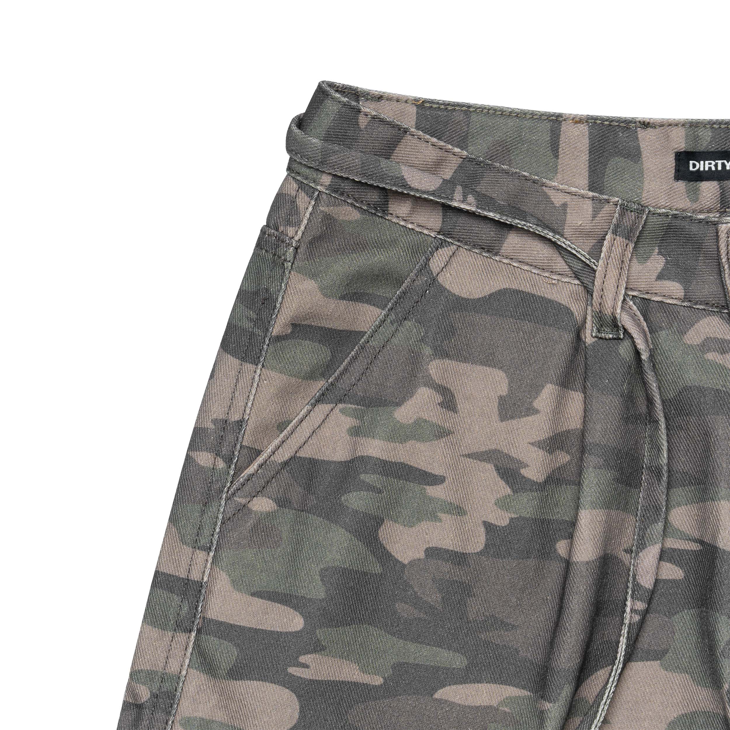 DirtyCoins Drawstring Camo Denim Cargo Pants
