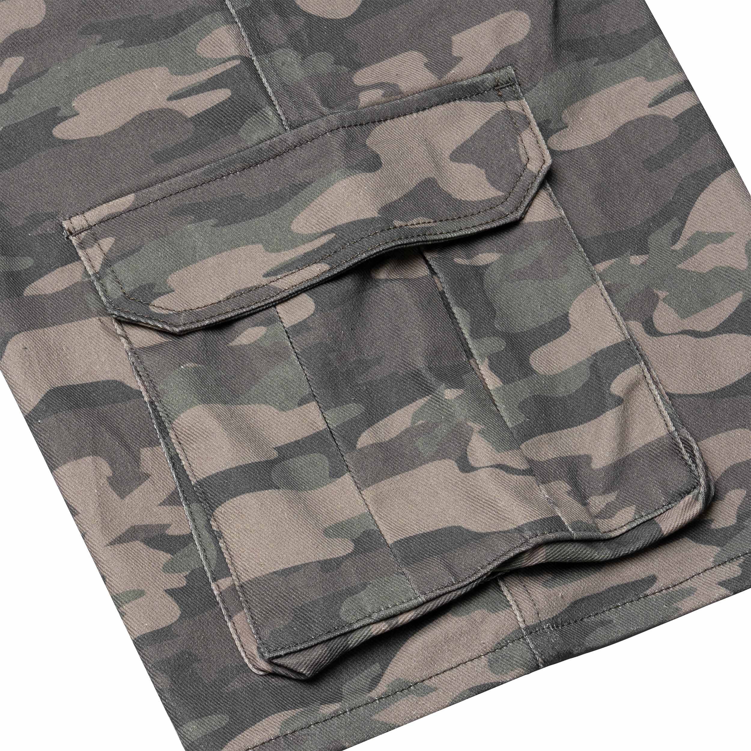 DirtyCoins Drawstring Camo Denim Cargo Shorts