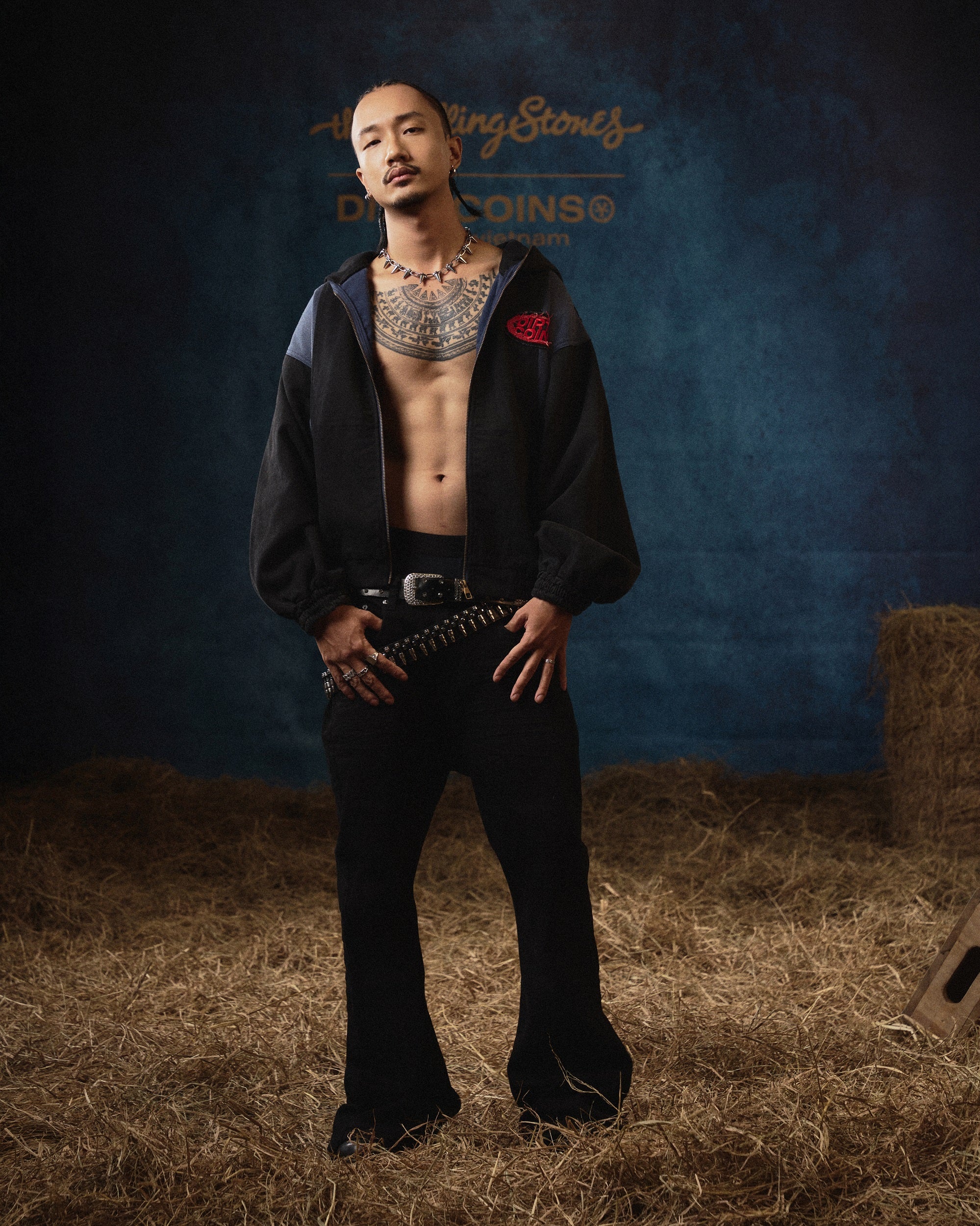 DCxRS Splicing Patch Hooded Denim Jacket Black