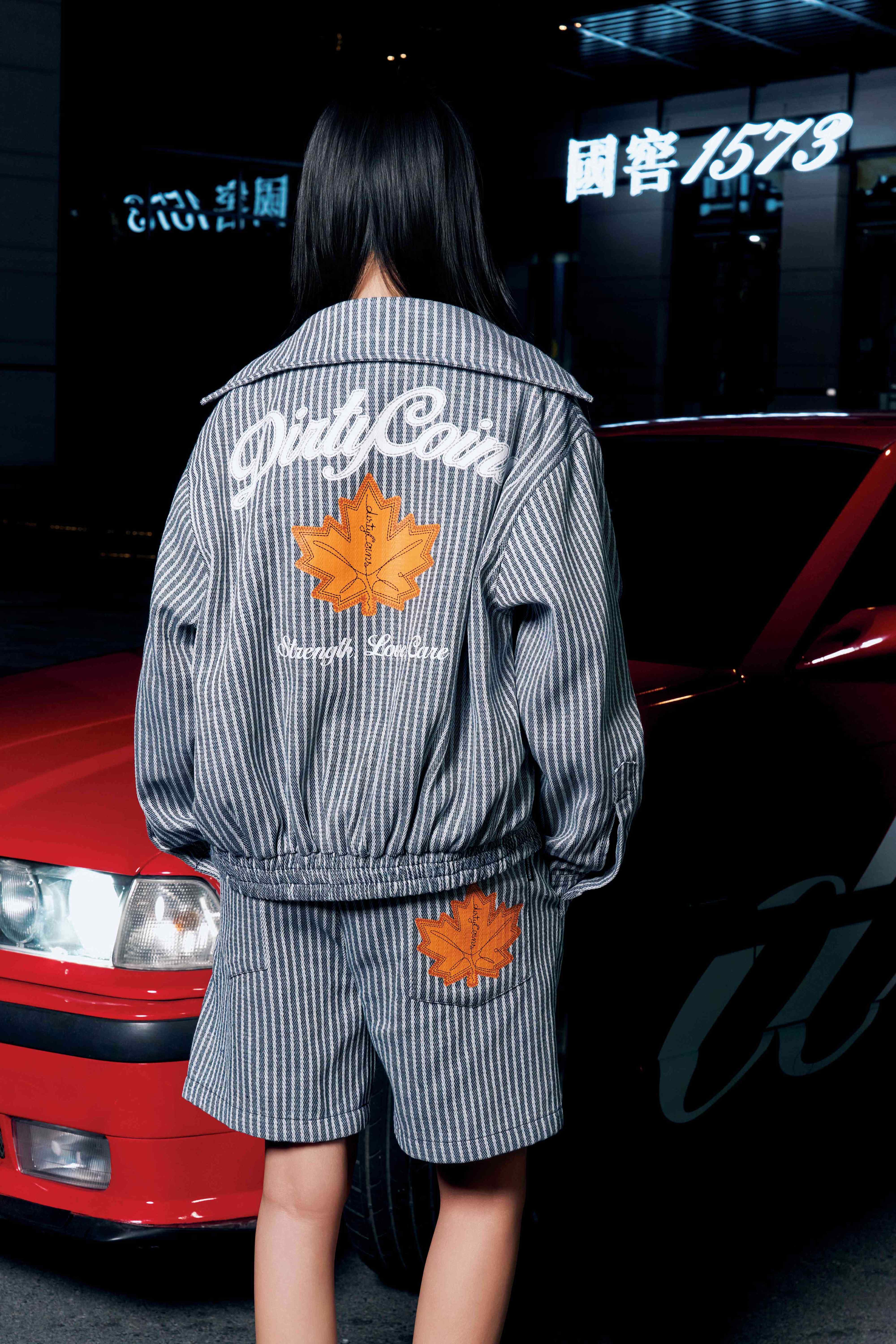 DirtyCoins Striped Maple Leaf Bomber