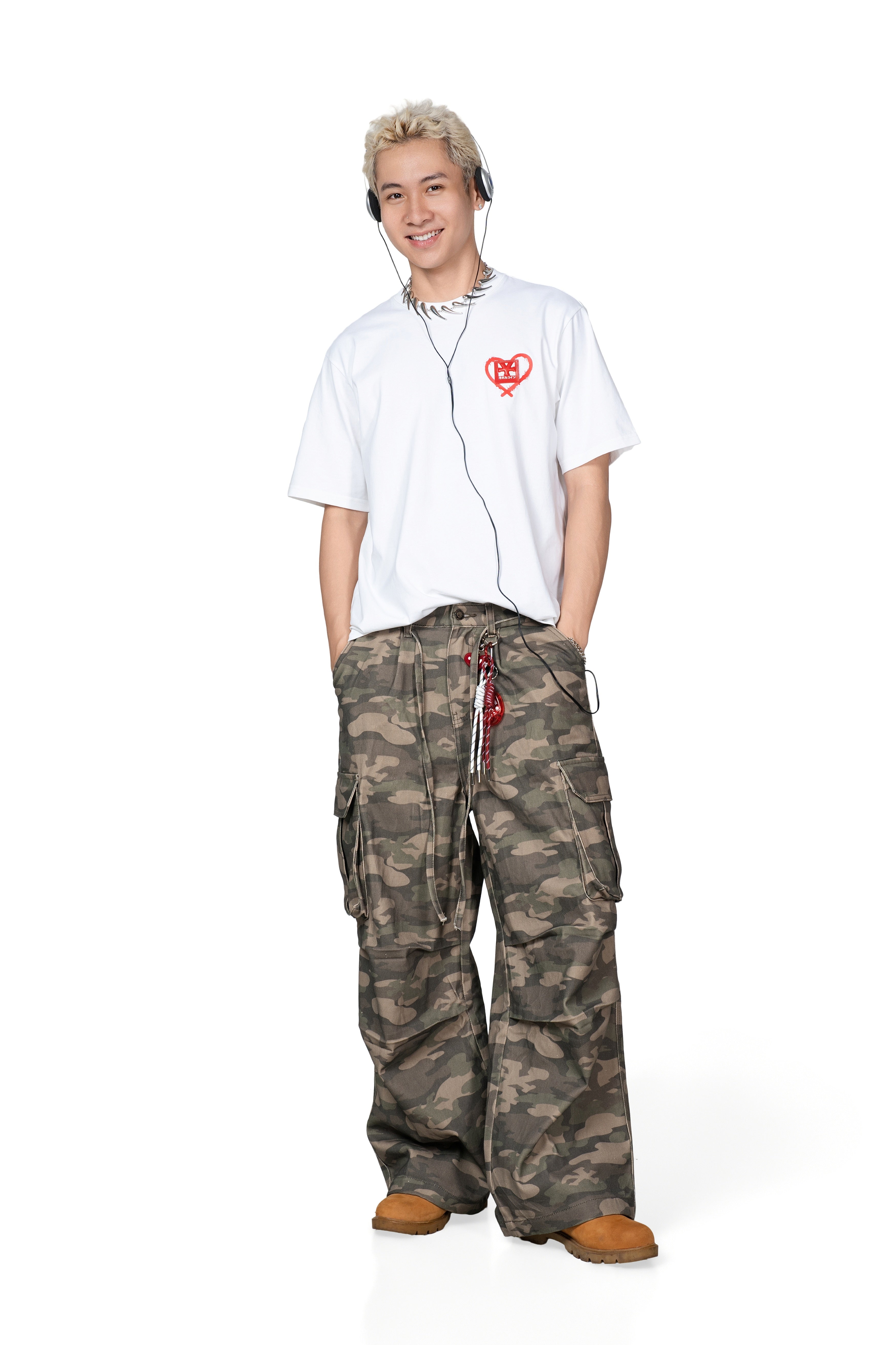 DirtyCoins Drawstring Camo Denim Cargo Pants