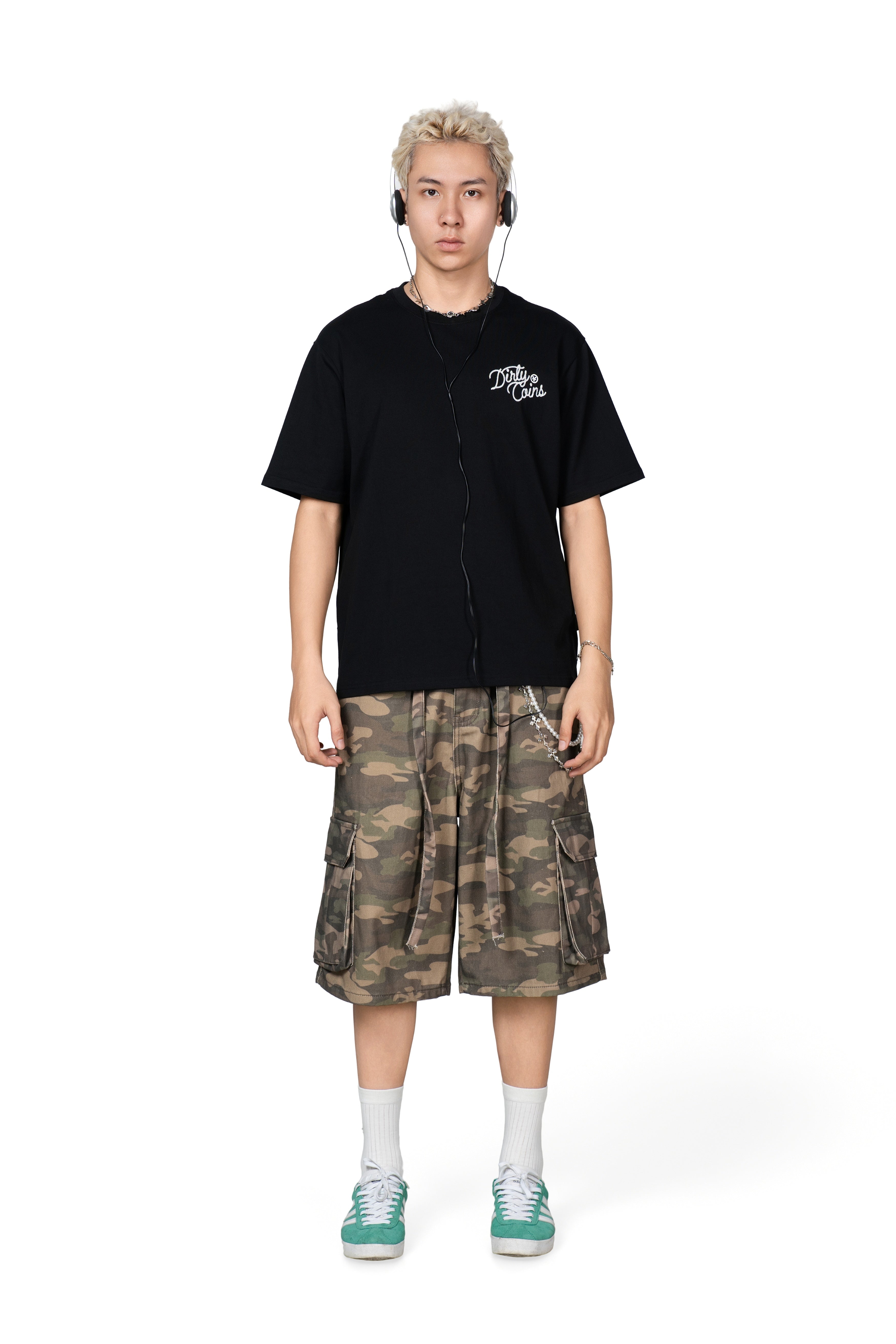DirtyCoins Drawstring Camo Denim Cargo Shorts