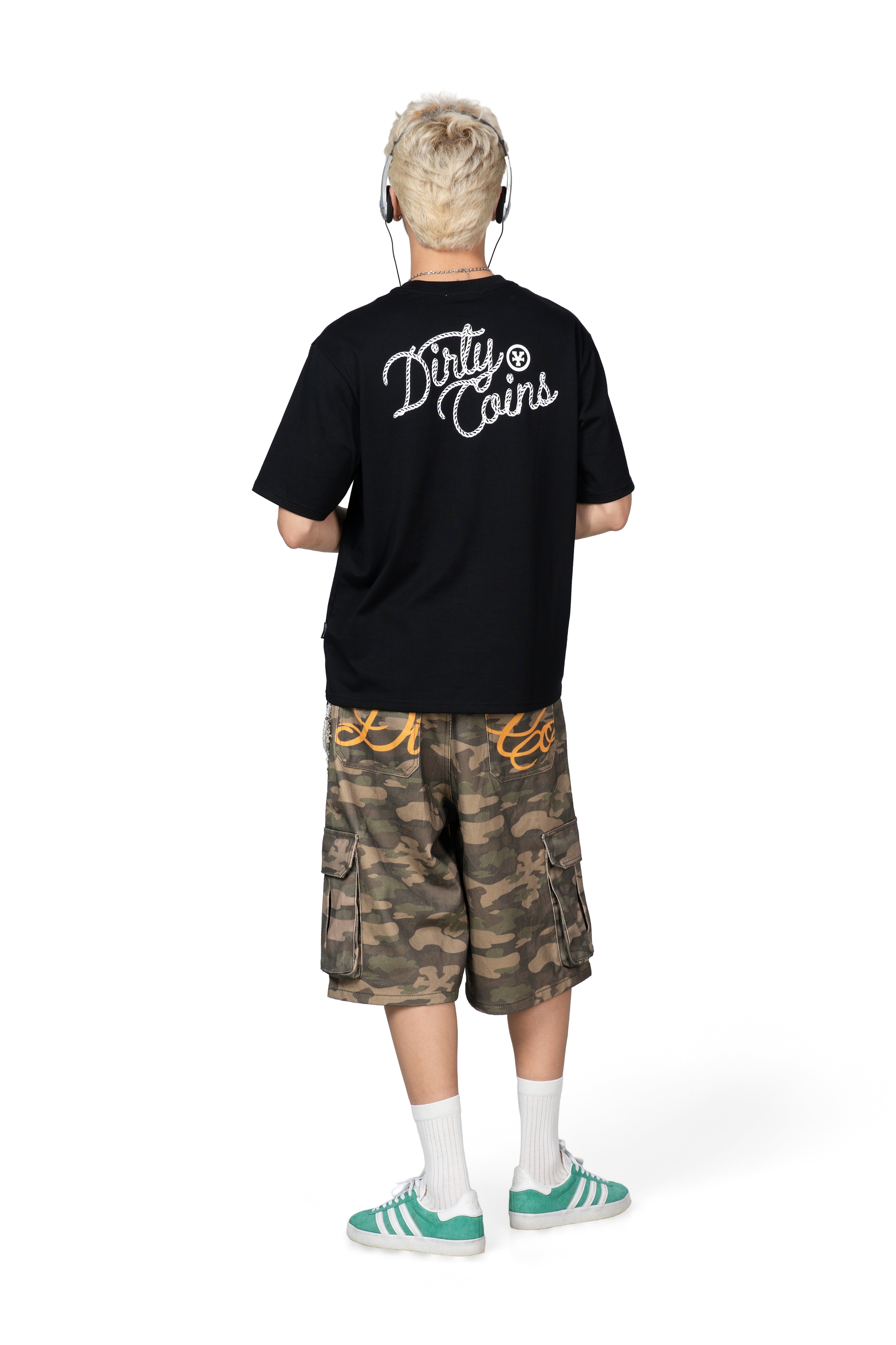 DirtyCoins Drawstring Camo Denim Cargo Shorts