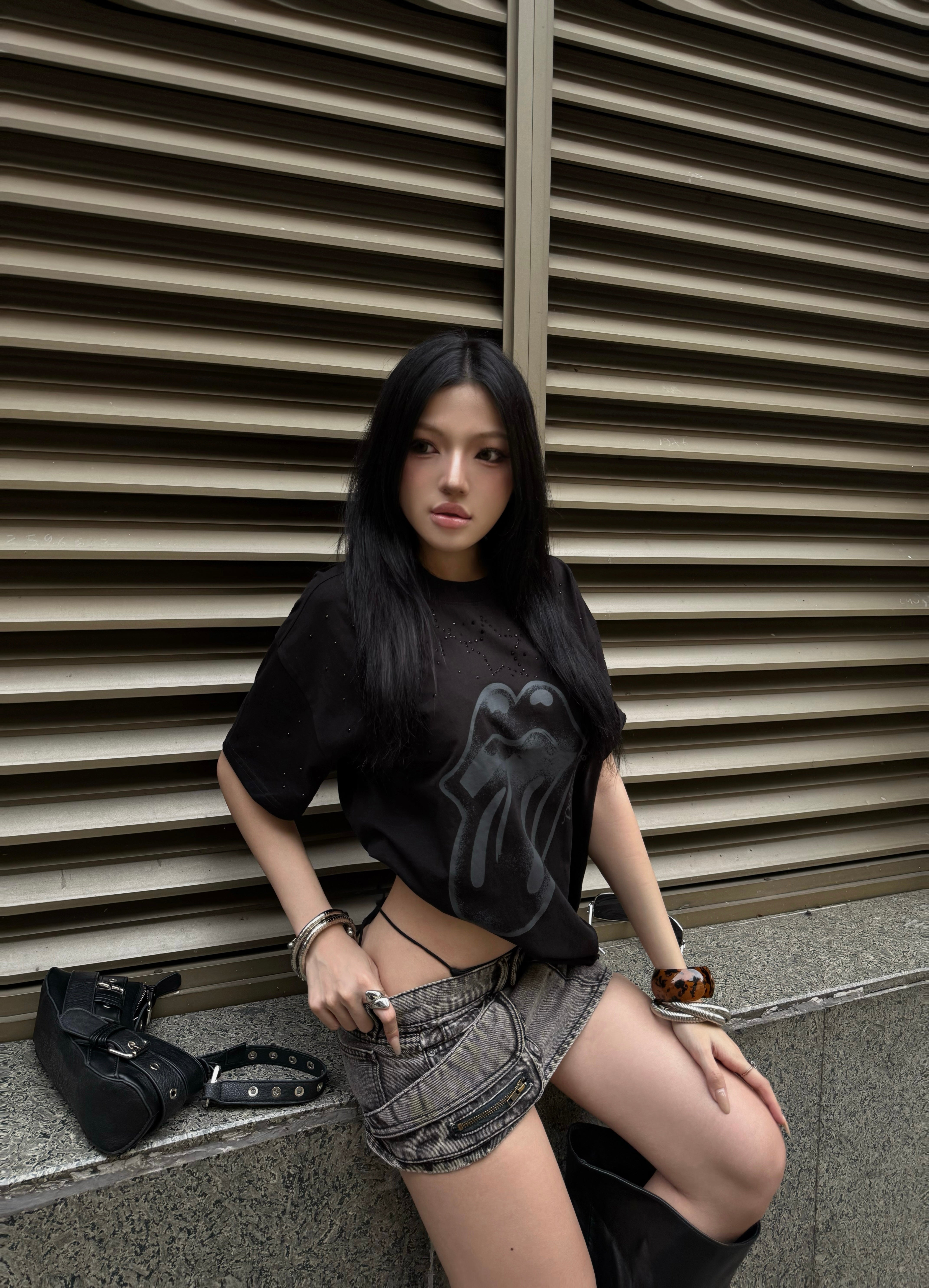 DCxRS Rhine Stones T-Shirt Black