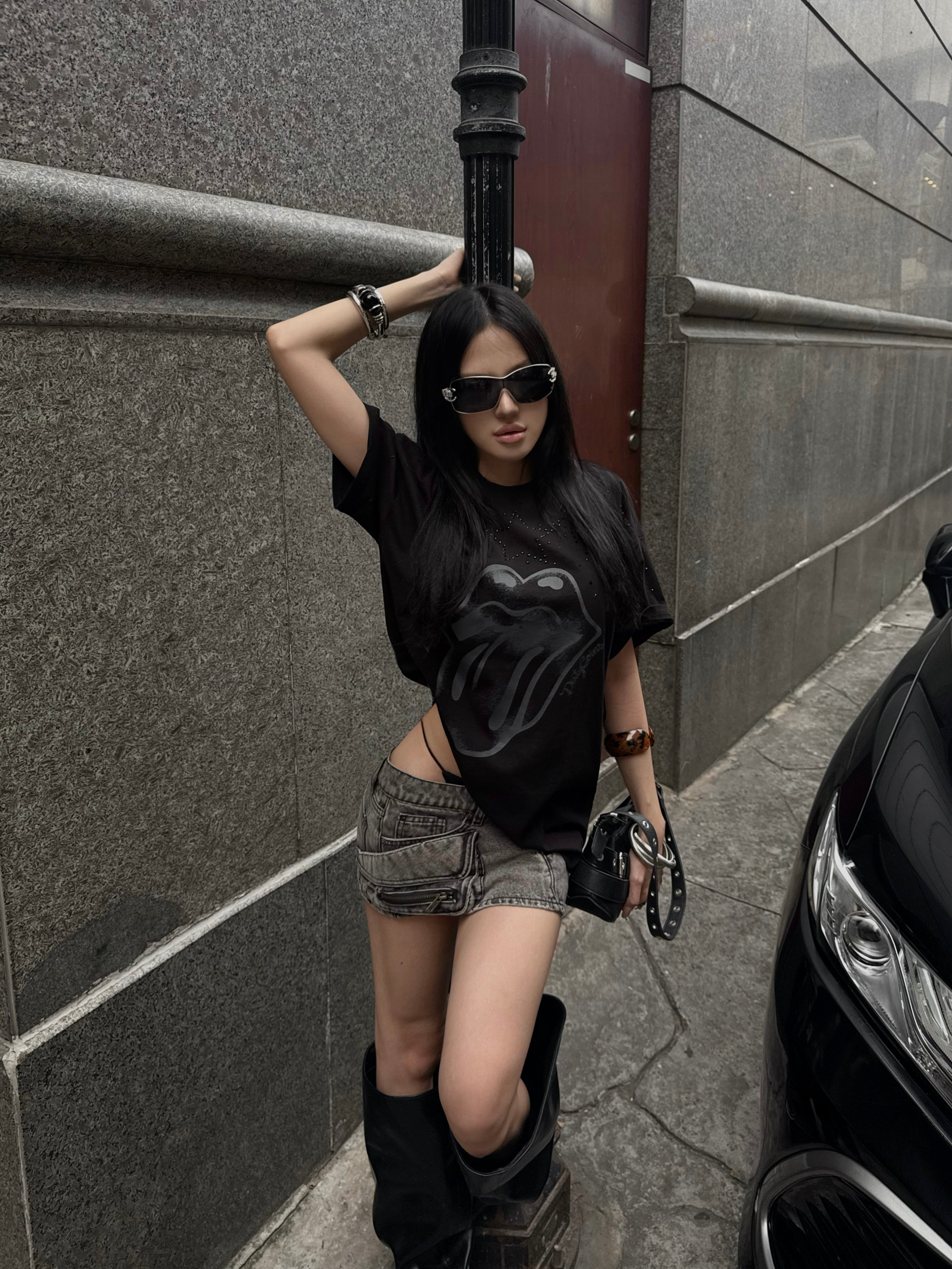 DCxRS Rhine Stones T-Shirt Black
