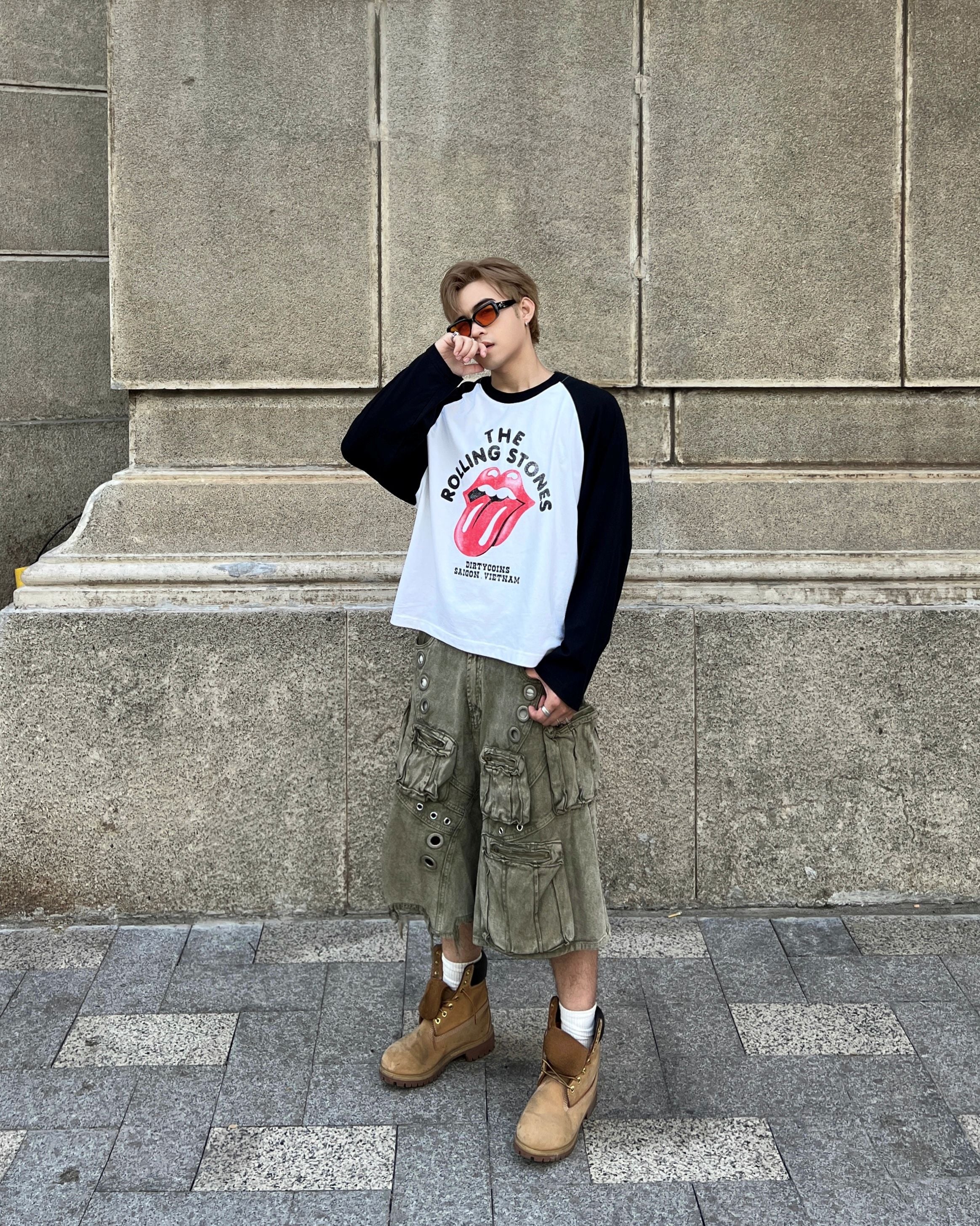 DCxRS Faded Print Raglan LS T-Shirt