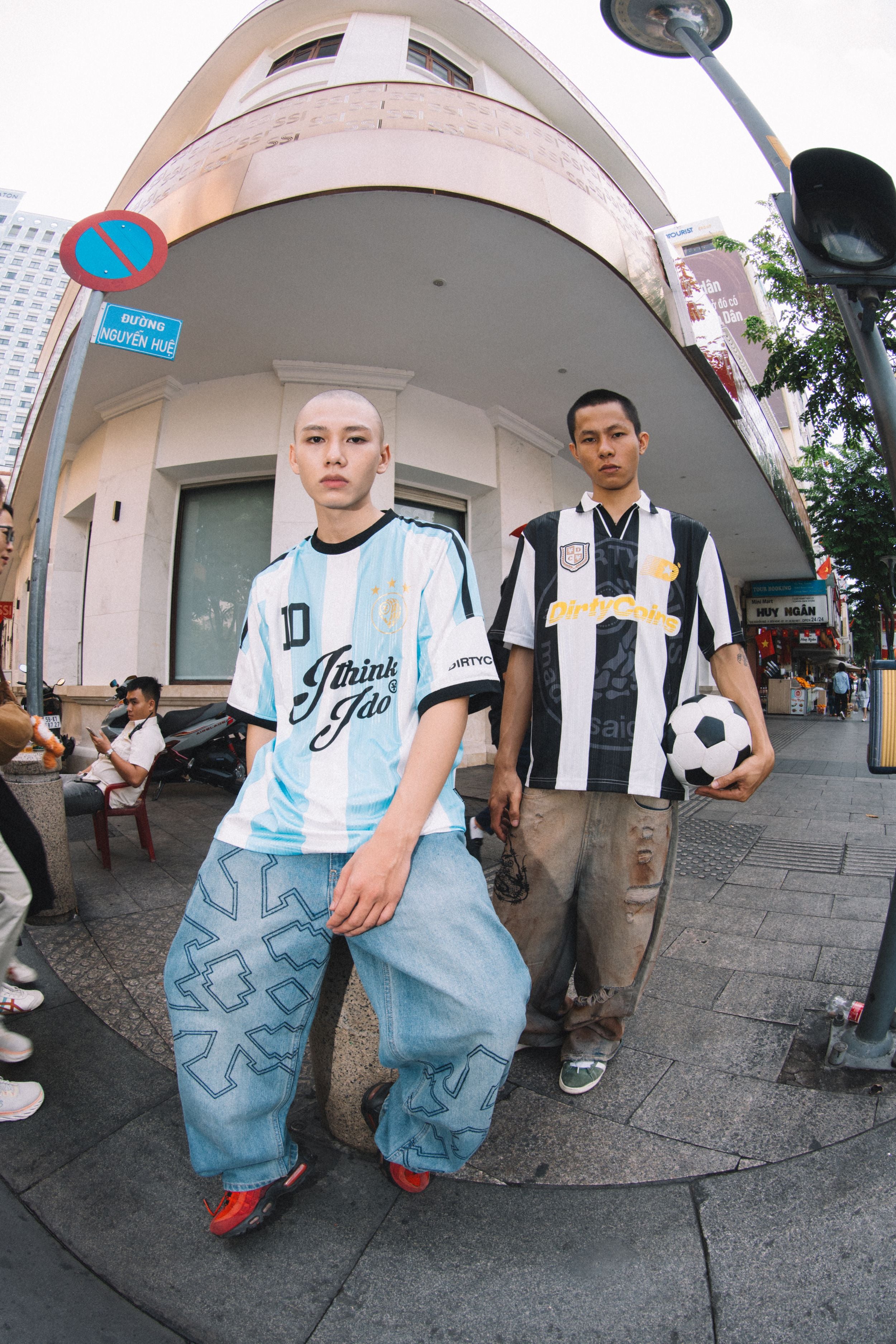 DirtyCoins Striped Soccer Jersey Baby Blue White