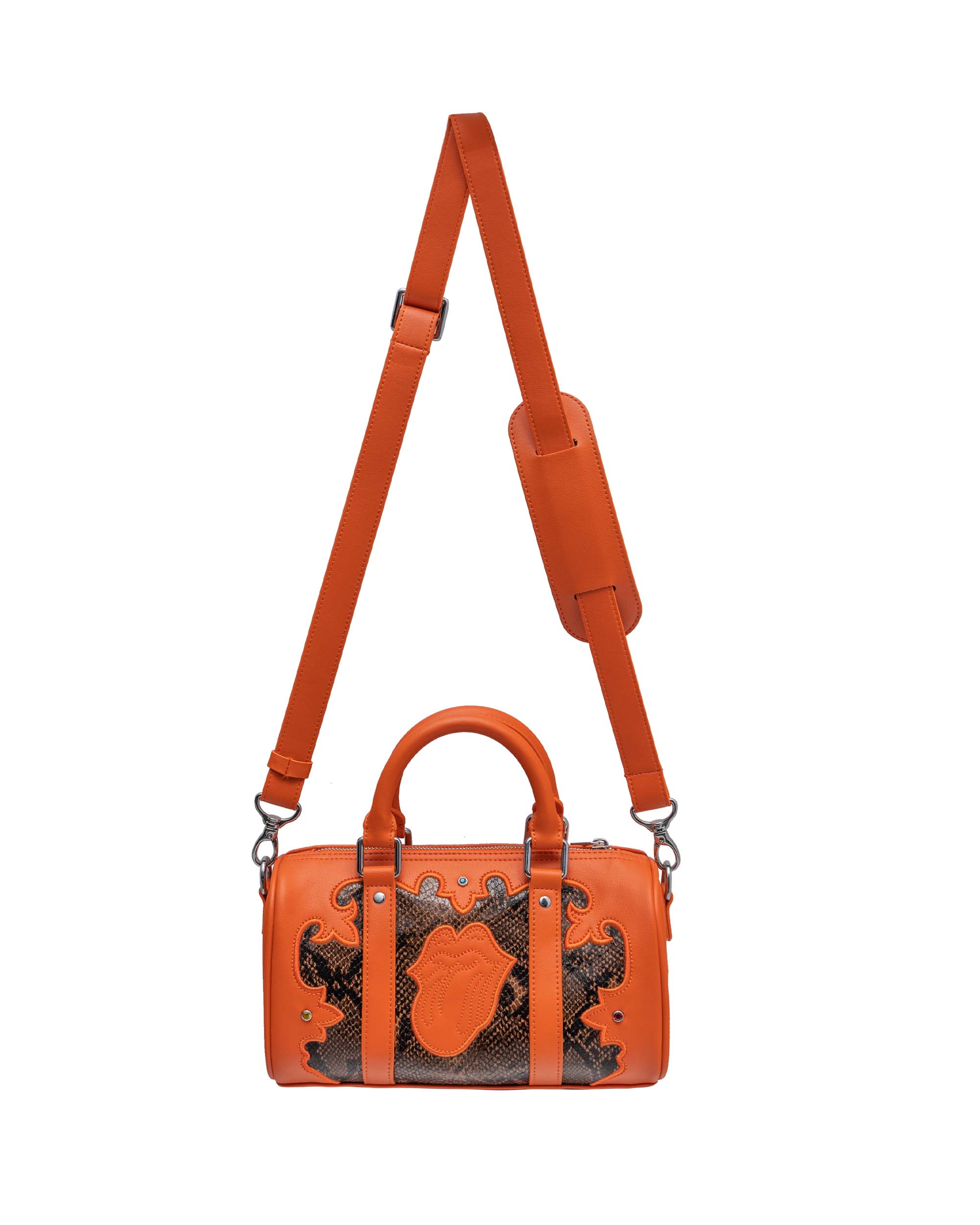 DCxRS Snake Leather Mini Bowler Bag Orange
