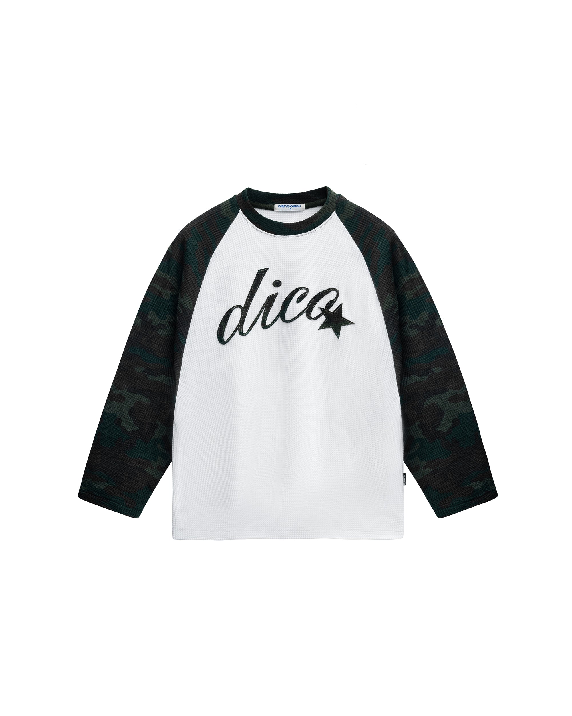 Dico Star Camo Raglan Waffle LS T-shirt White