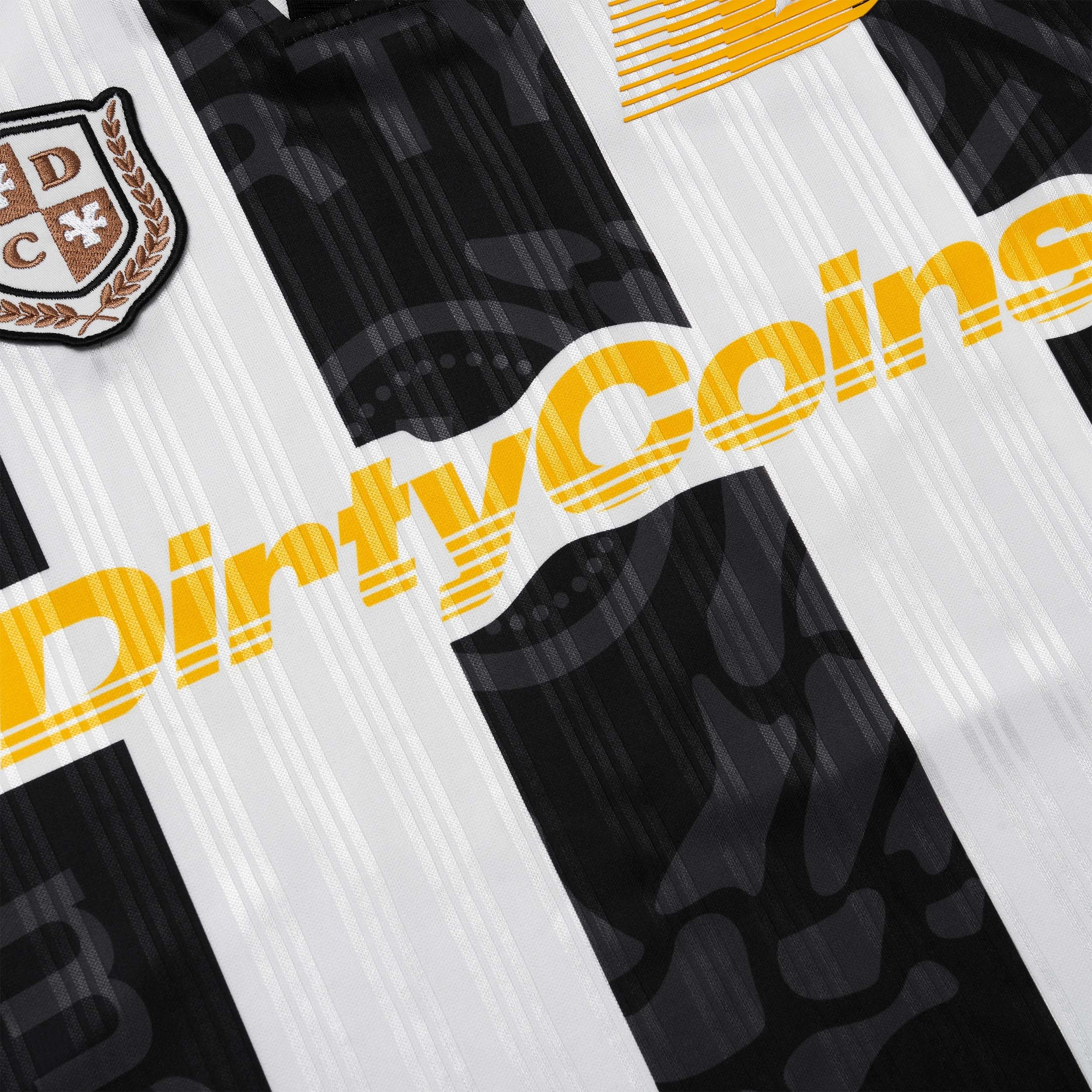DirtyCoins Striped Soccer Polo Jersey Black White