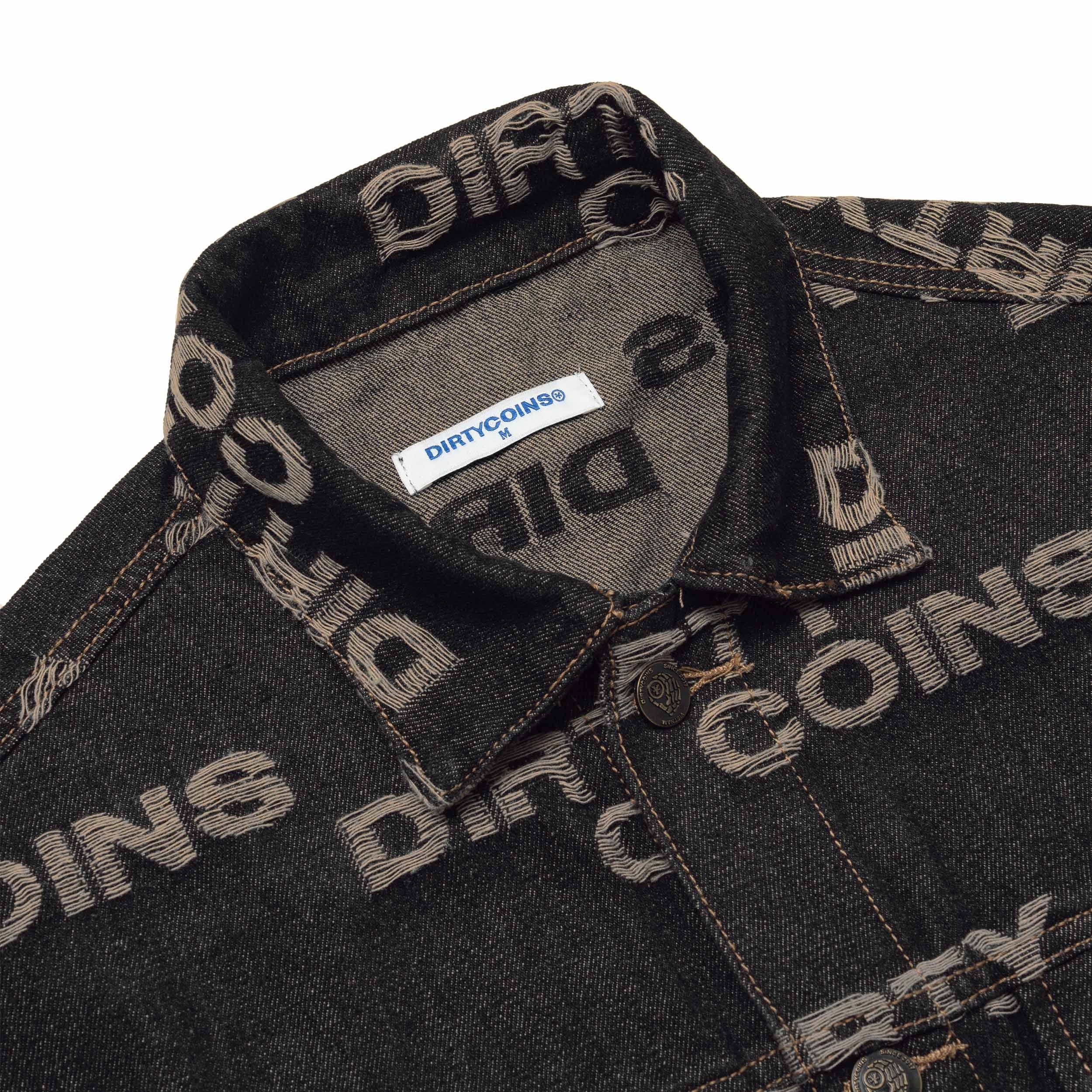 Frayed Logo Denim Jacket - Black