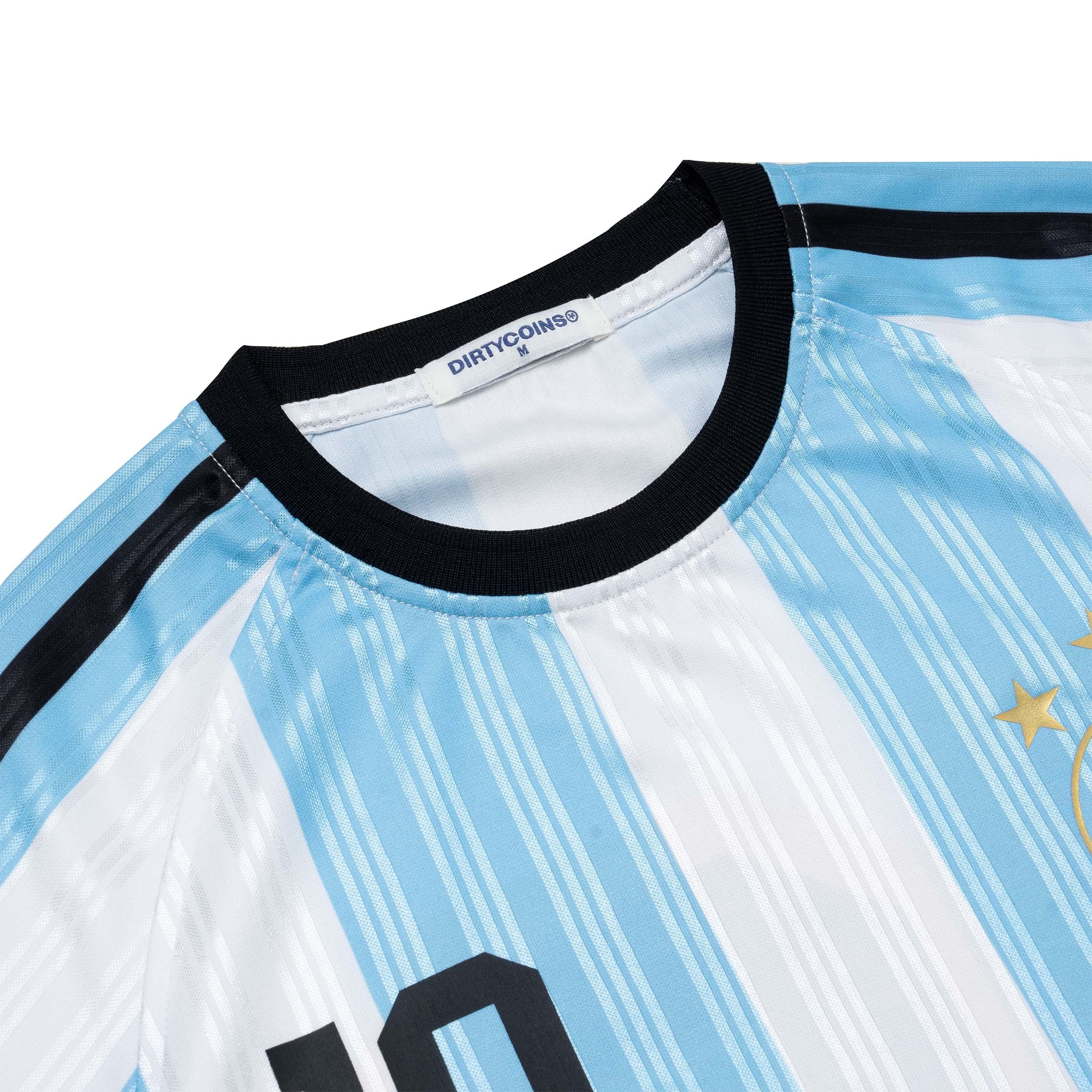 DirtyCoins Striped Soccer Jersey Baby Blue White