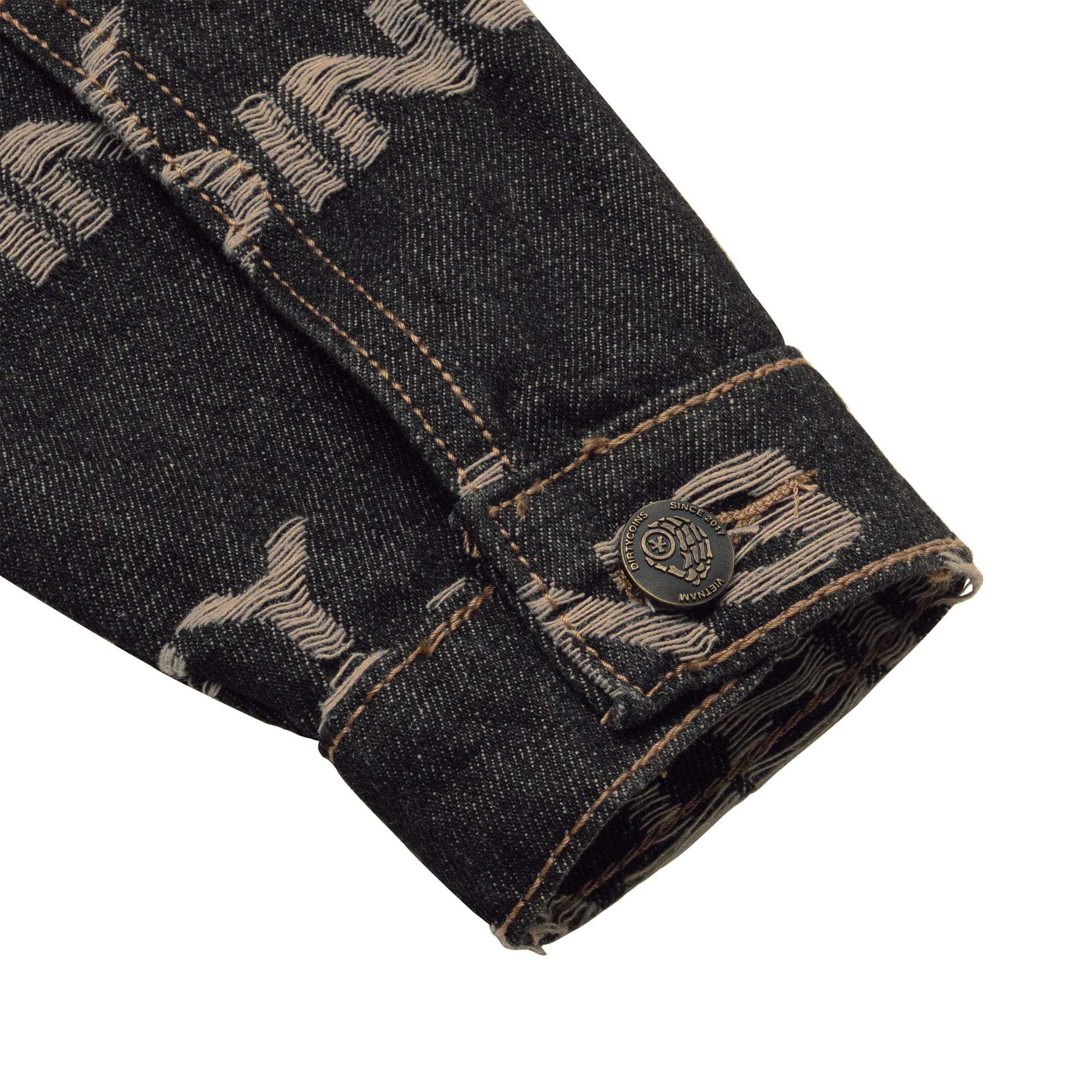 Frayed Logo Denim Jacket - Black