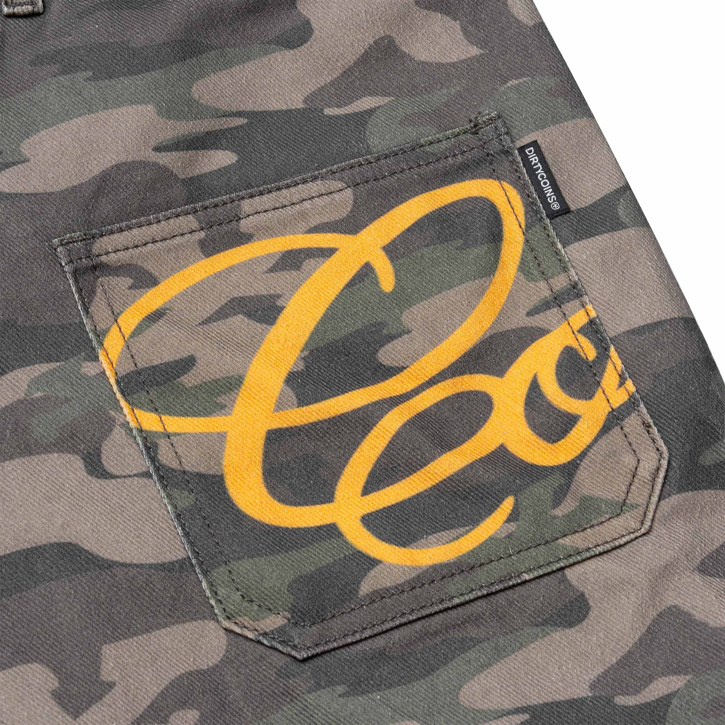 DirtyCoins Drawstring Camo Denim Cargo Pants