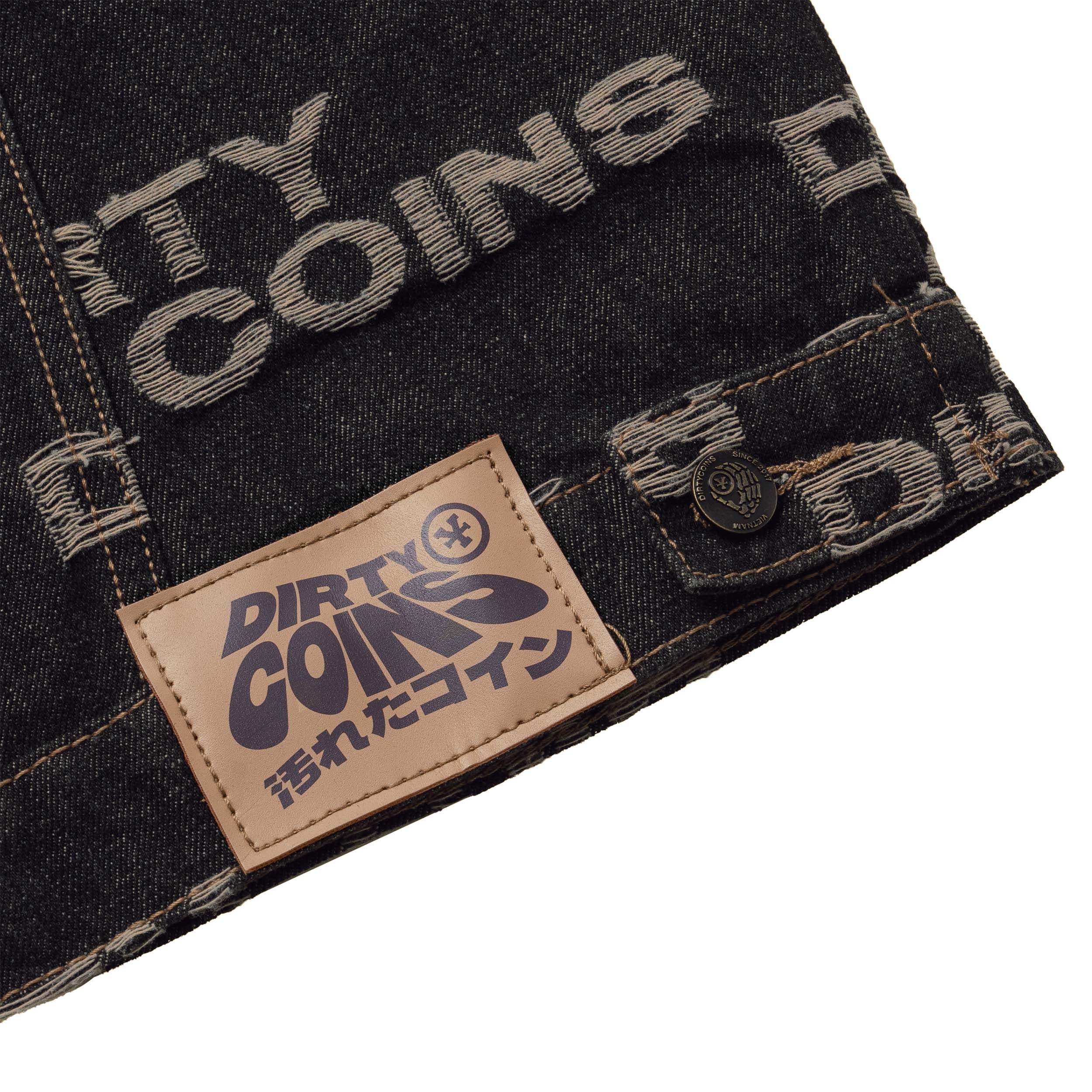 Frayed Logo Denim Jacket - Black