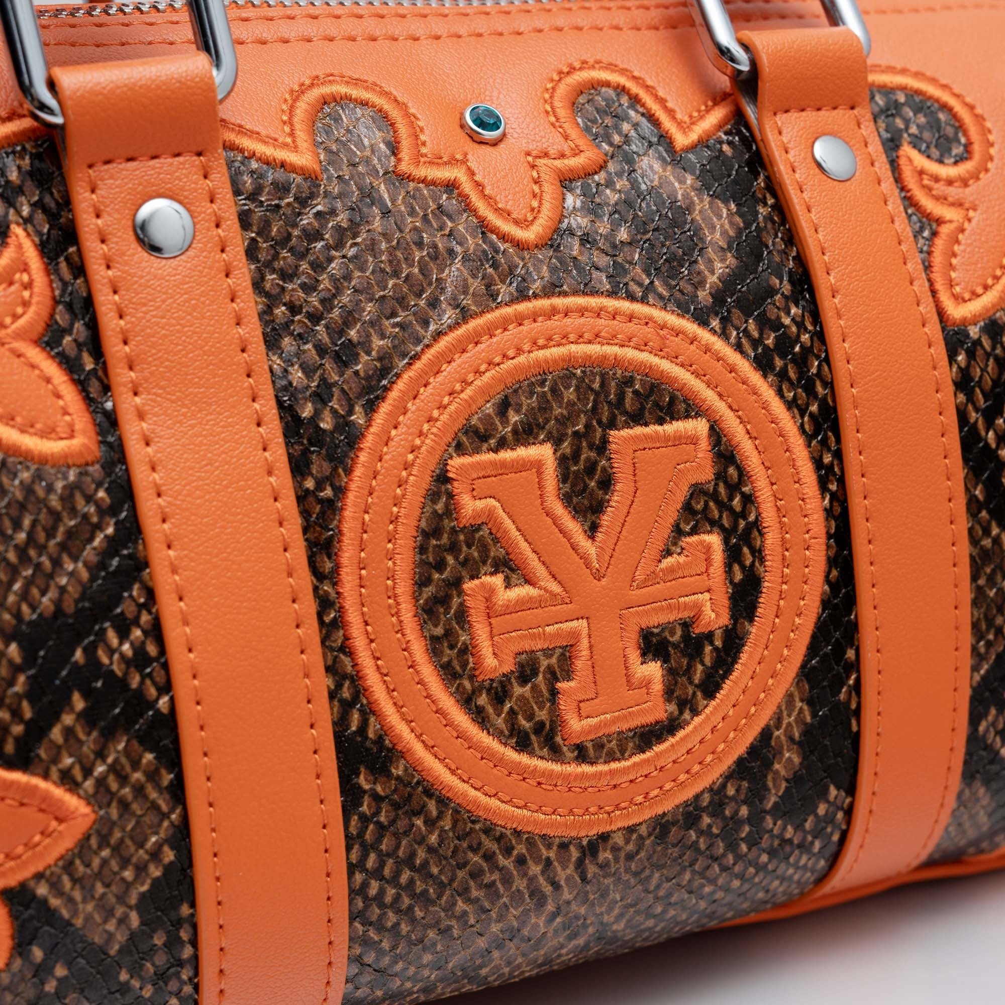 DCxRS Snake Leather Mini Bowler Bag Orange
