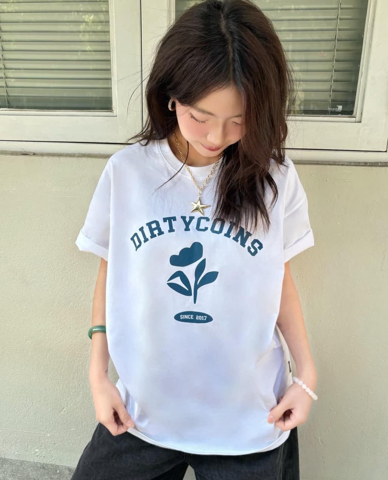 DirtyCoins Floral Silhouette T-Shirt White