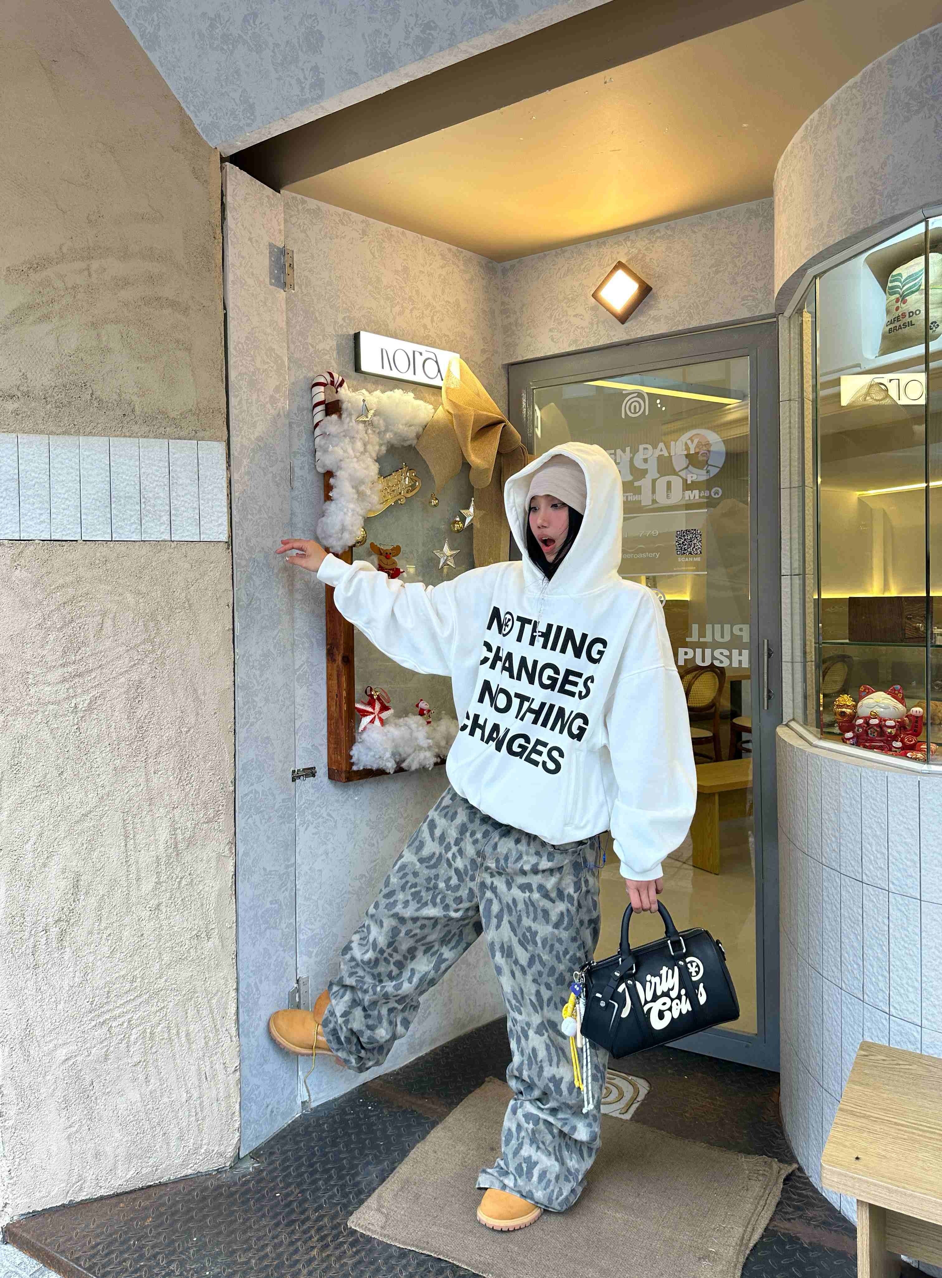 'Nothing Changes' Oversized Hoodie - White