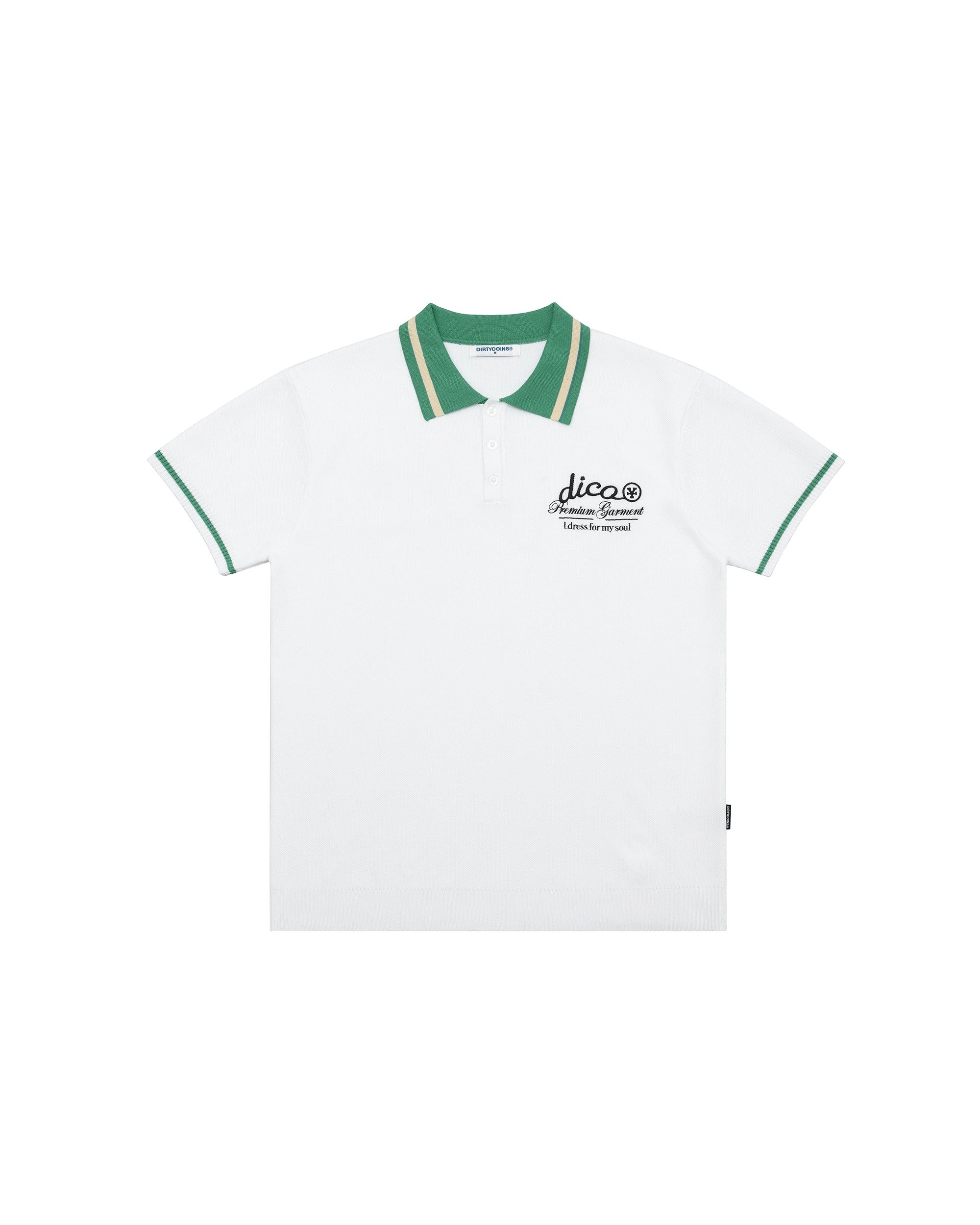 DirtyCoins Knit Polo Premium Garment White Green