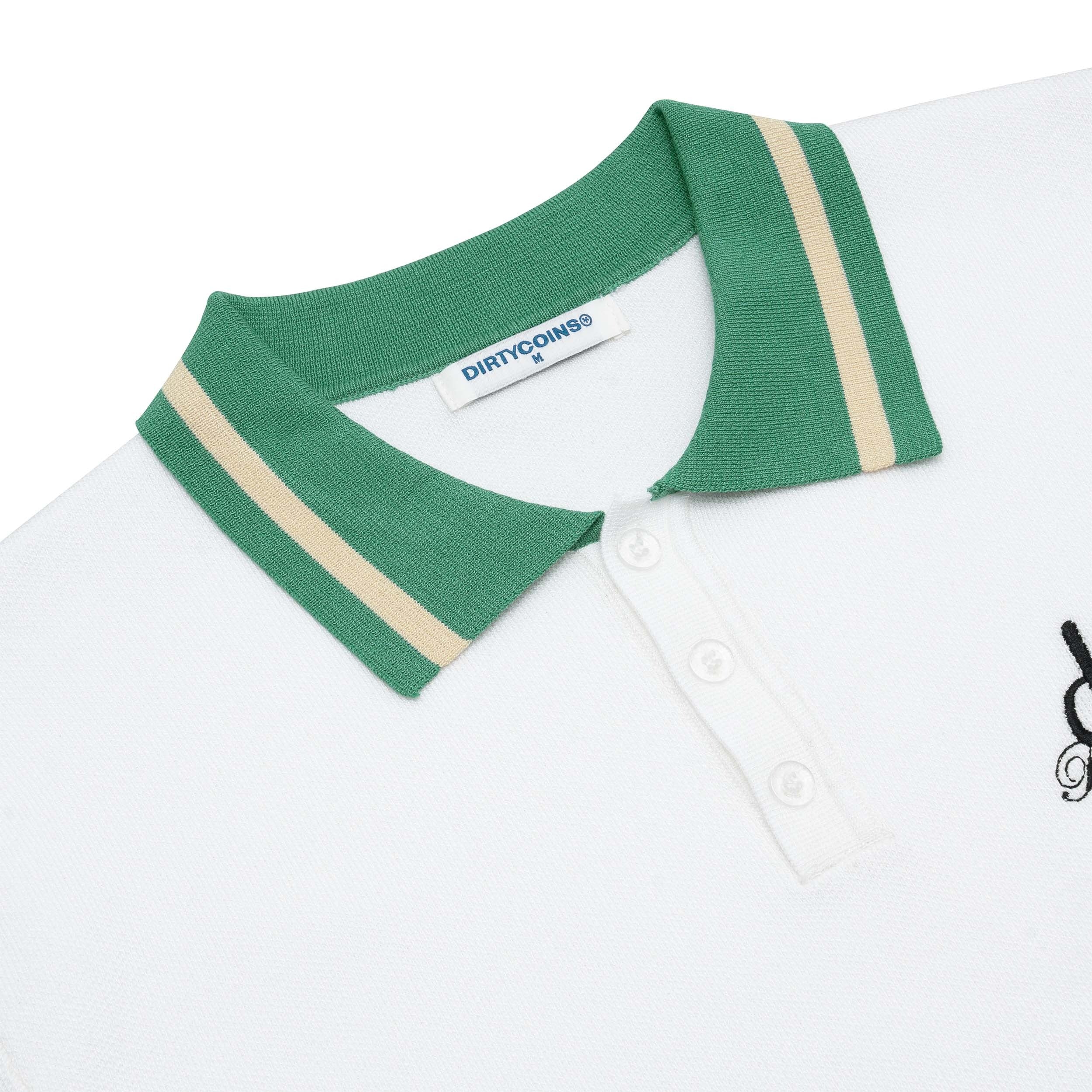 DirtyCoins Knit Polo Premium Garment White Green