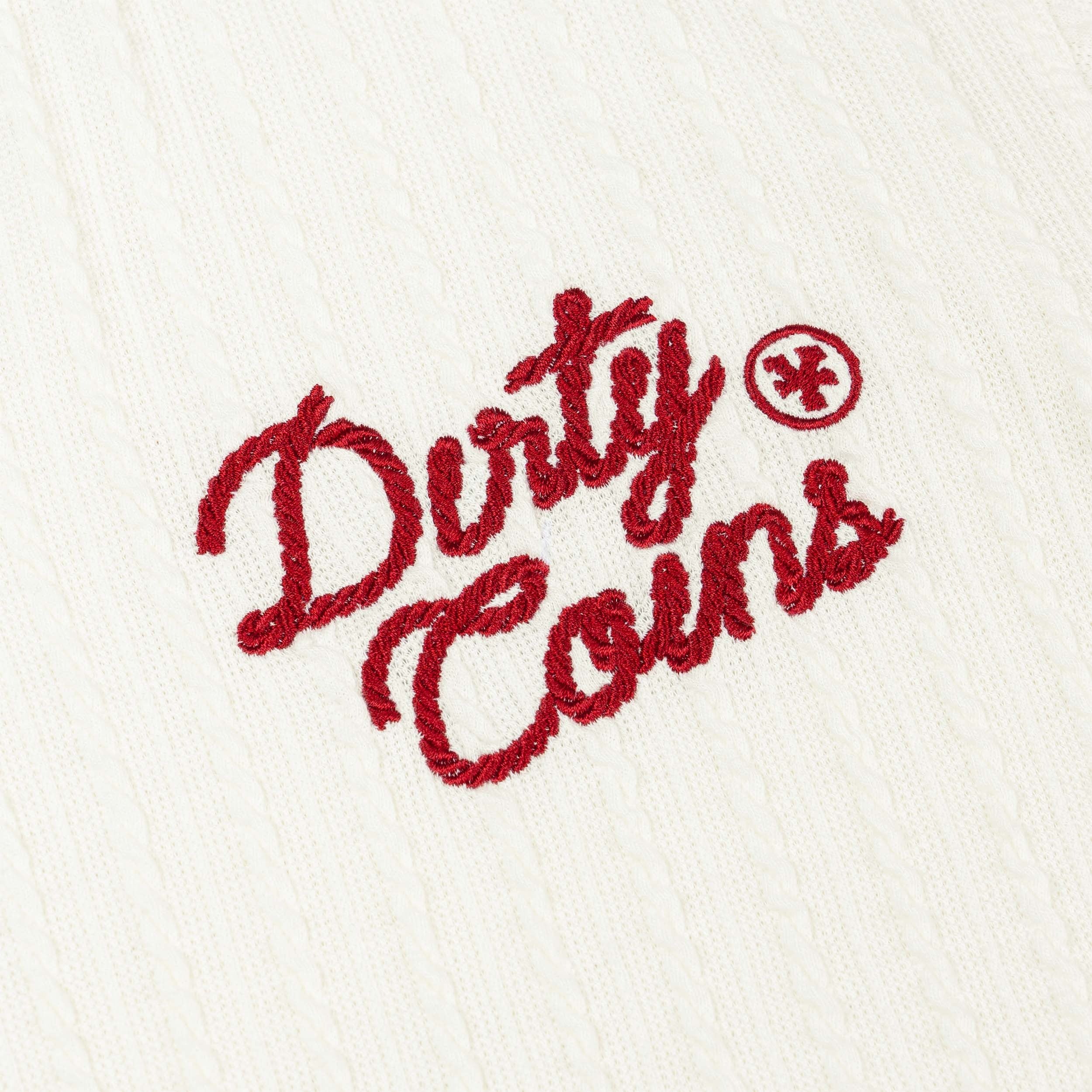 DirtyCoins Embroidery Chain Knit Polo Cream