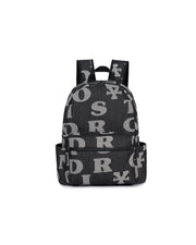 Letters Monogram Denim Backpack - Black
