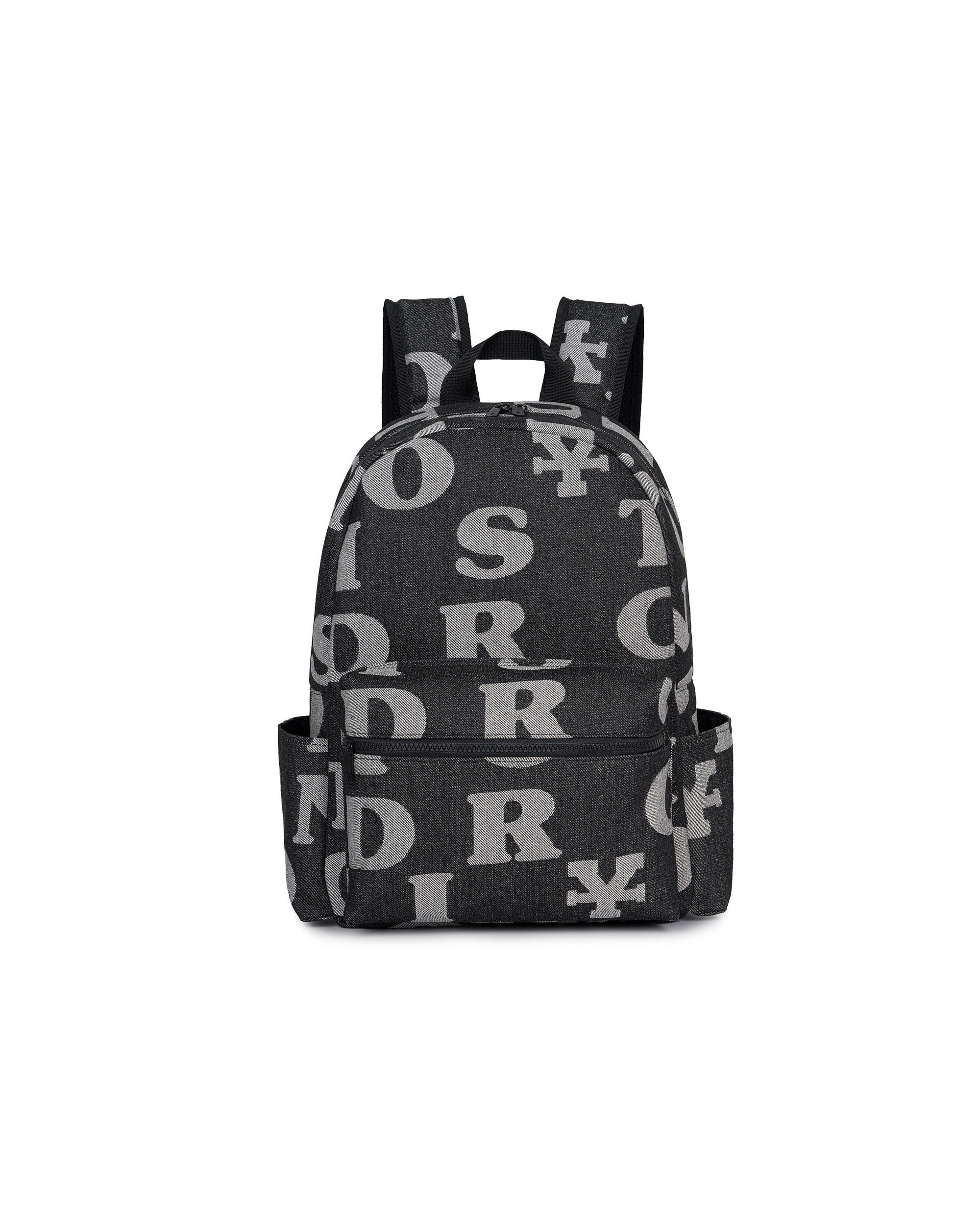 Letters Monogram Denim Backpack - Black