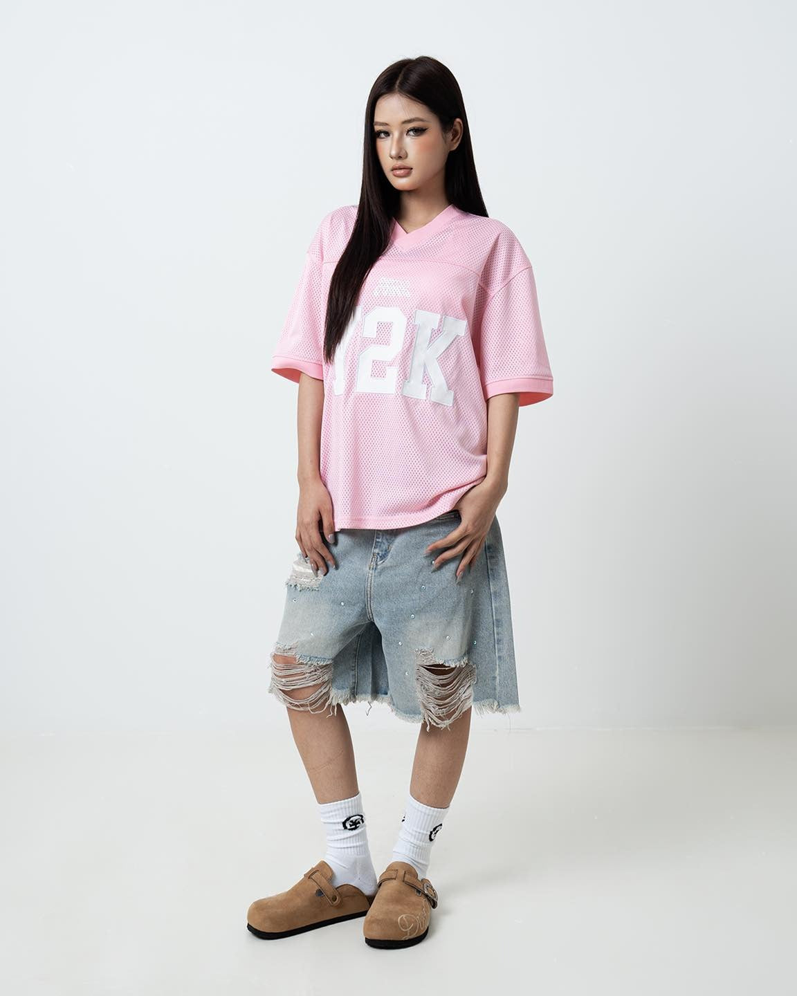 Denim Shorts Studs - Blue Wash