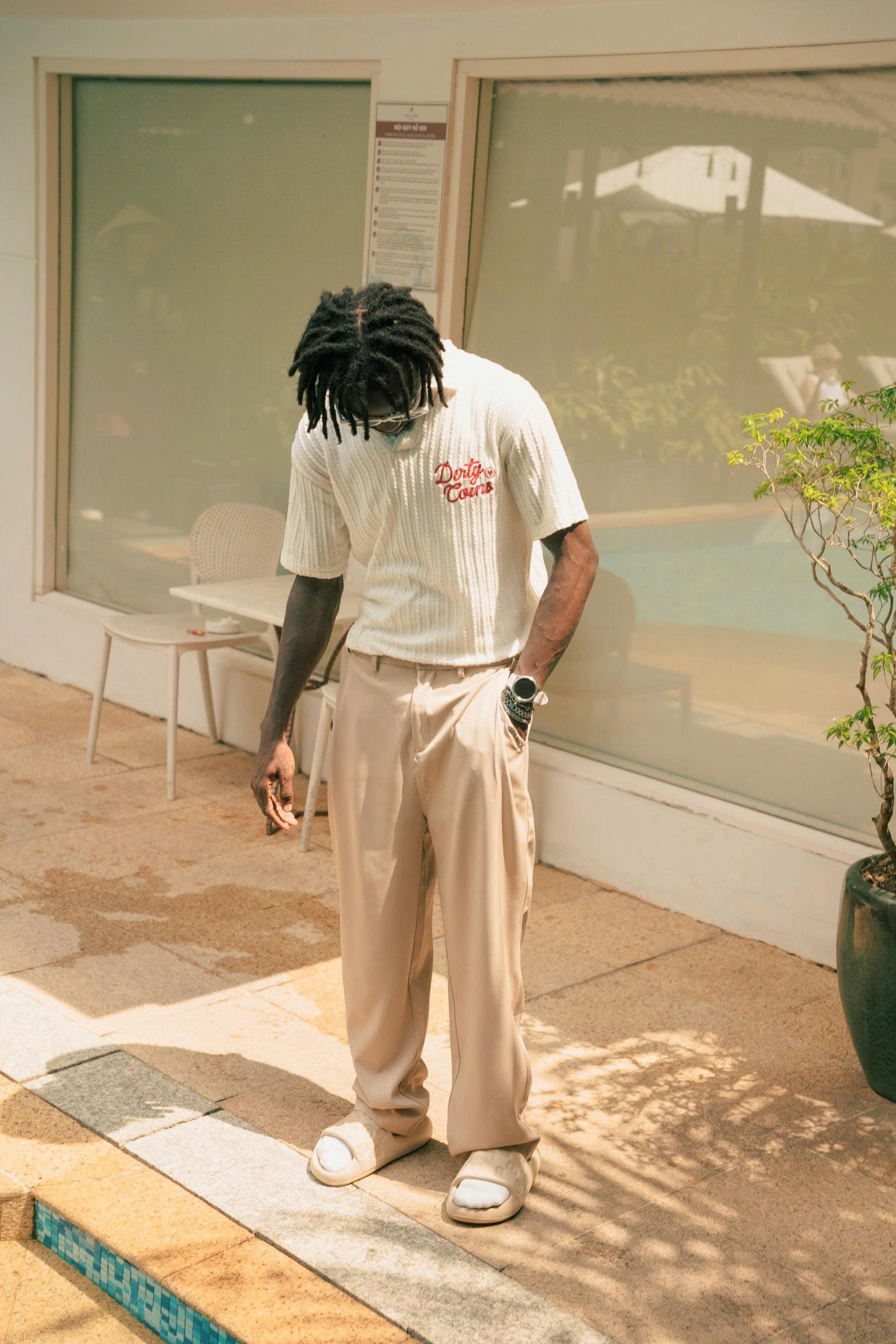 Metal Label Wide Trouser Pants