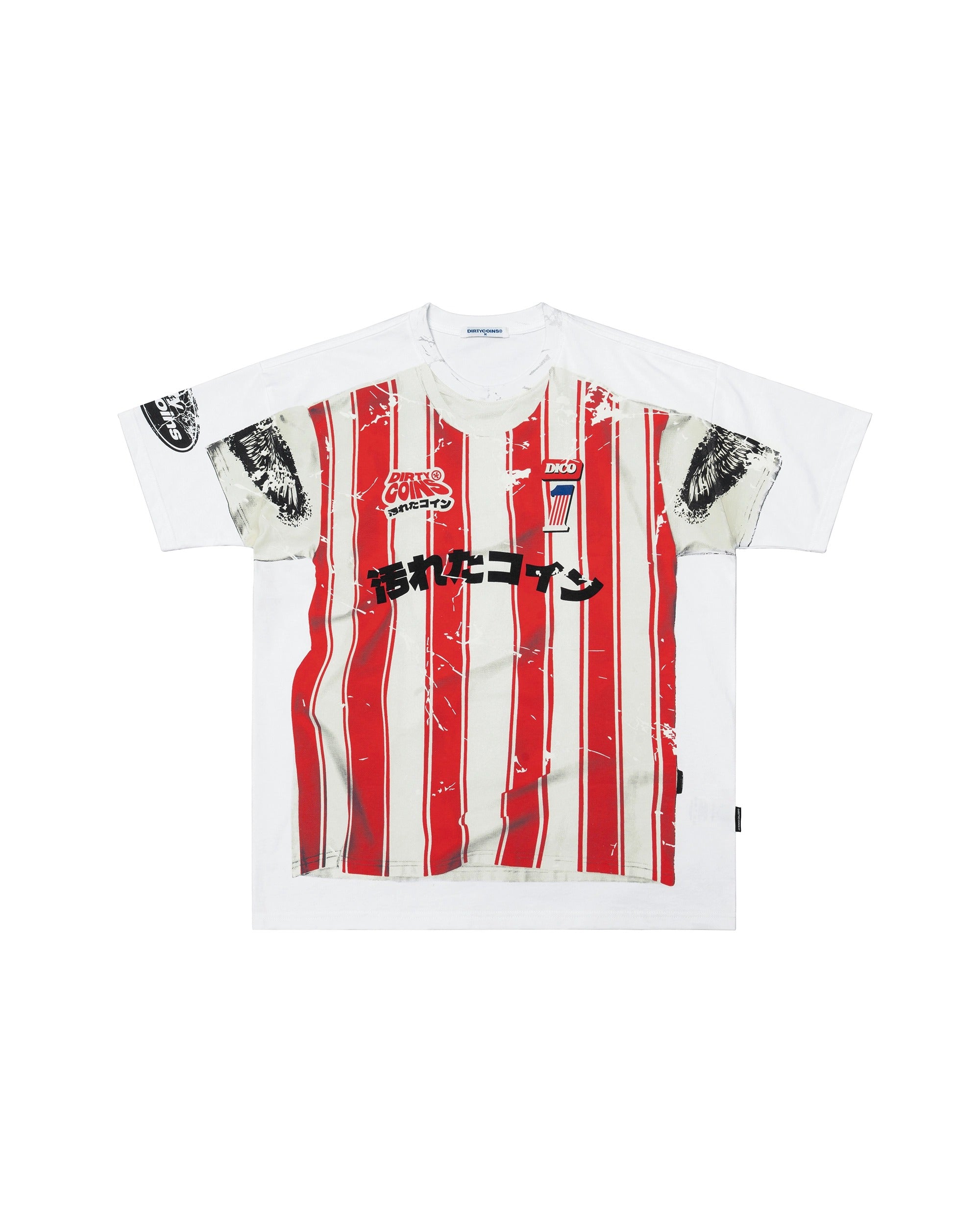 DirtyCoins Stripe Tee Trompe Loeil Print T-Shirt White