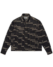 Frayed Logo Denim Jacket - Black