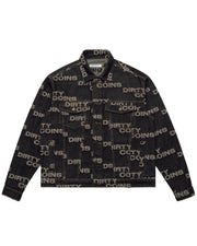 Frayed Logo Denim Jacket - Black