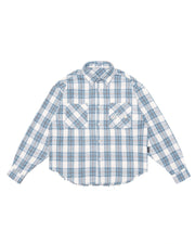 Flannel Raw Hem Embroidery Light Blue