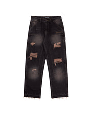 DirtyCoins Distressed Double Knee Denim Pants - Brown