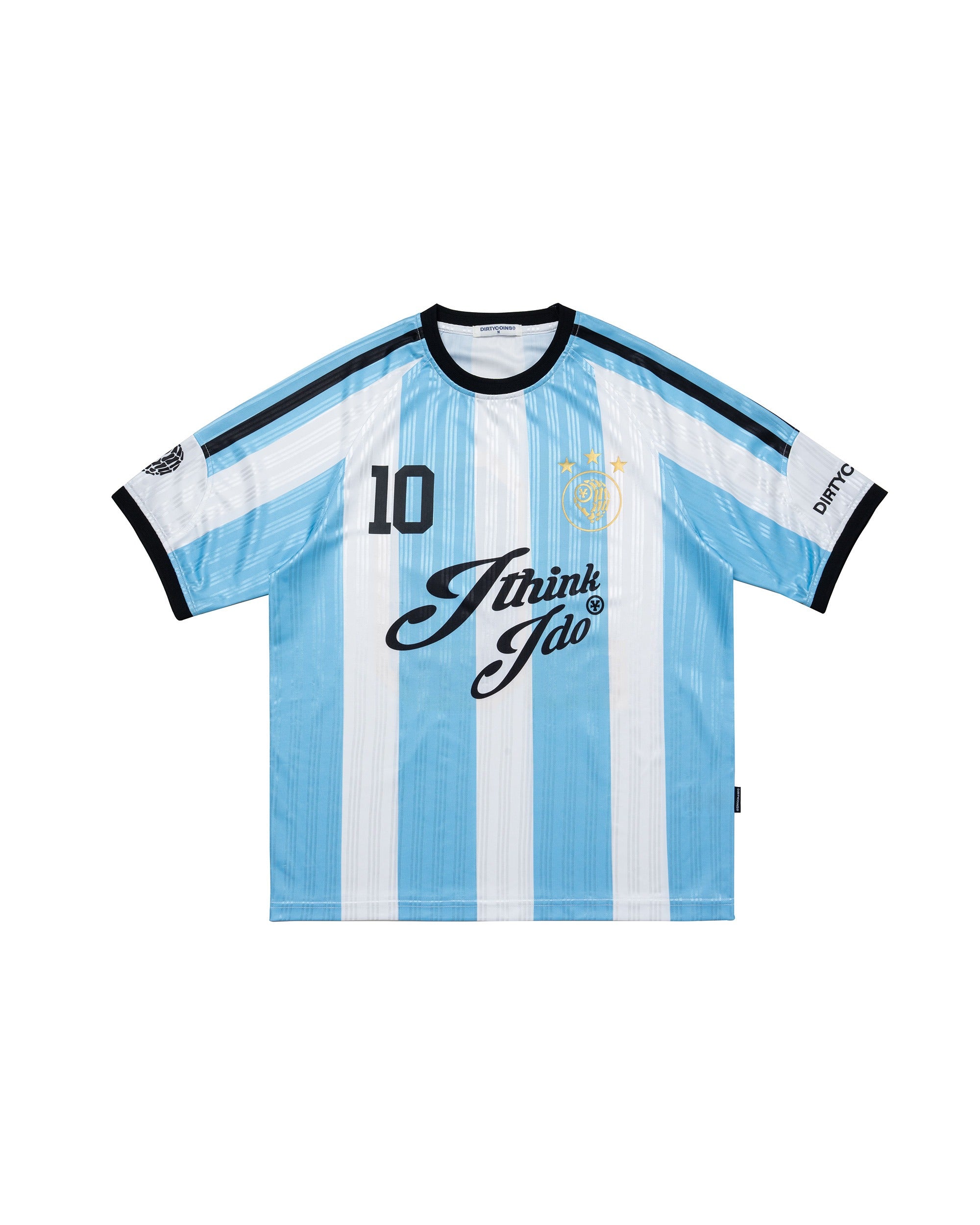 DirtyCoins Striped Soccer Jersey Baby Blue White