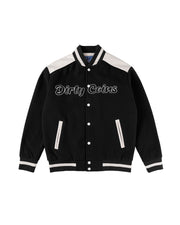 University Felt Varsity Jacket - Black