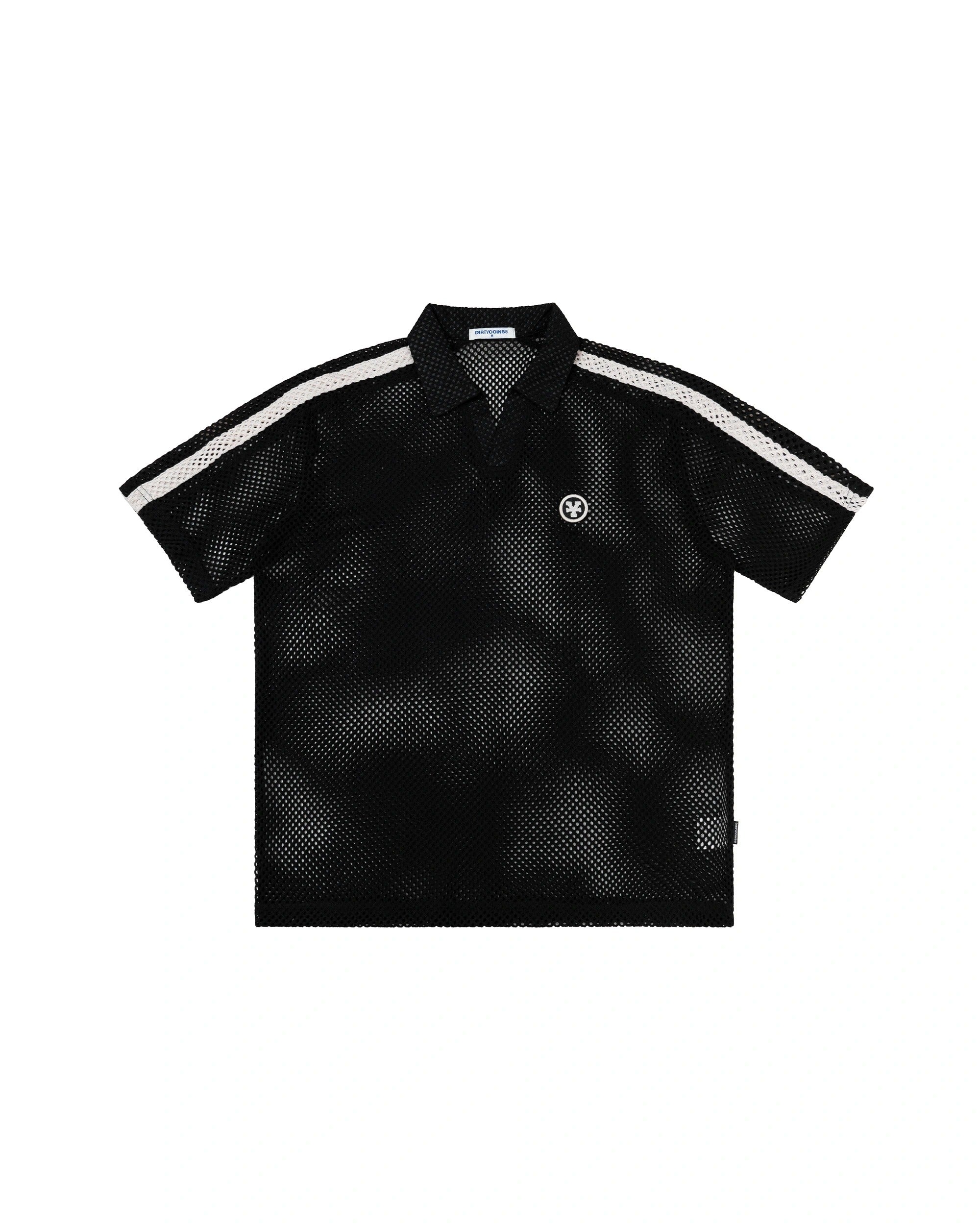 "Y" Patch Crochet Polo Black