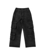 DirtyCoins Casual Baggy Cargo Pants - Black Wash
