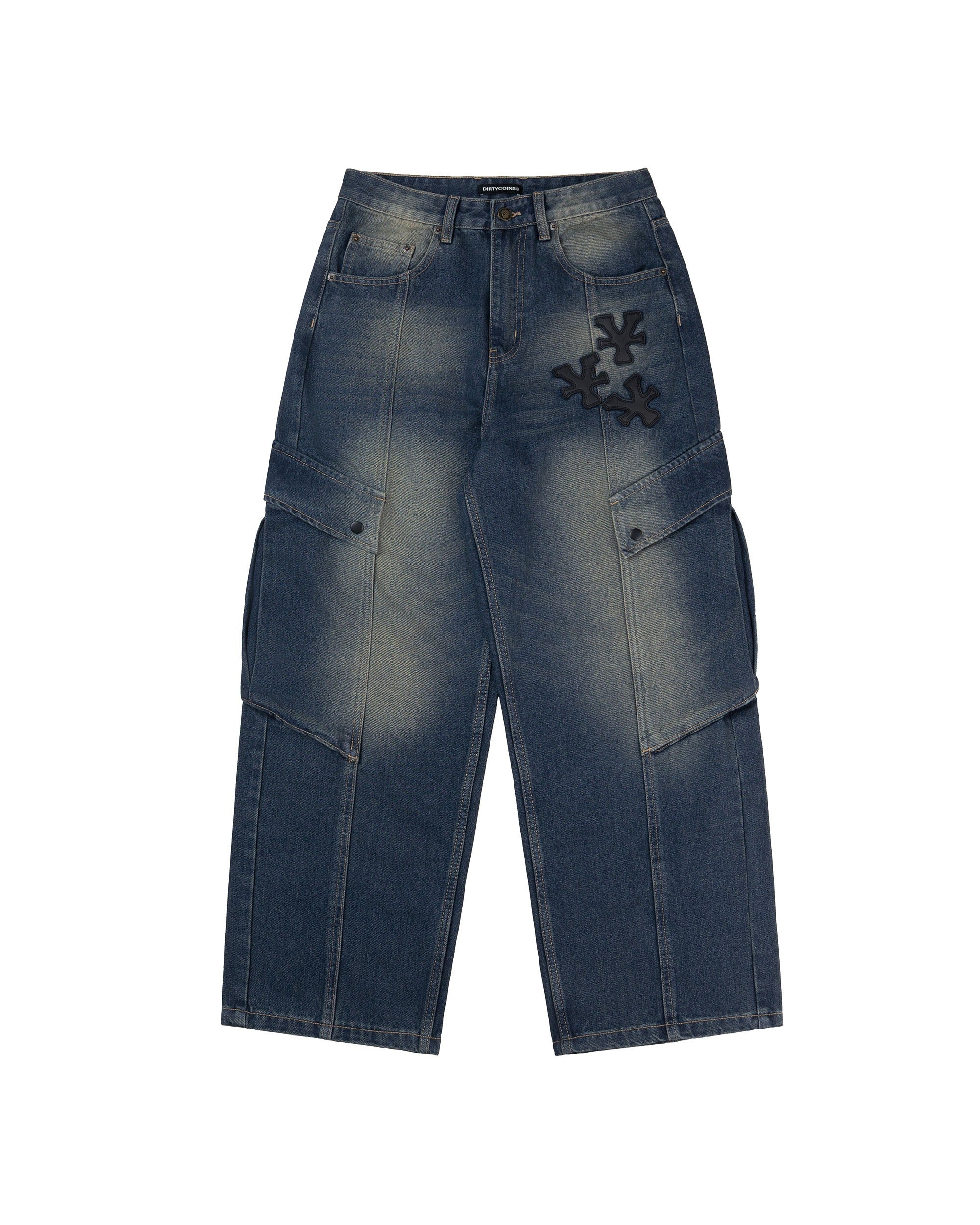 DirtyCoins Splicing Cargo Pants - Blue Wash