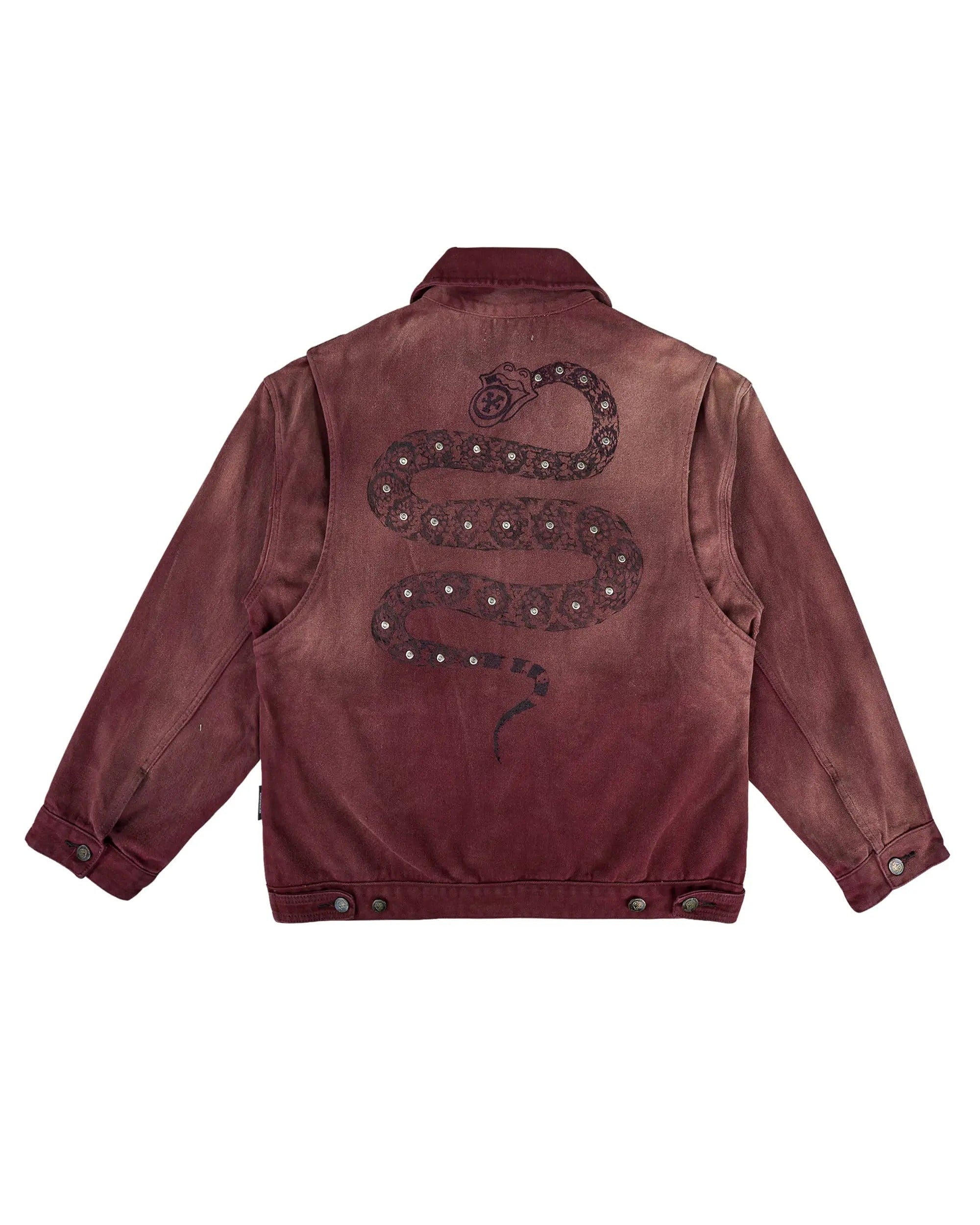DCxRS Western Rivet Snake Denim Jacket Red