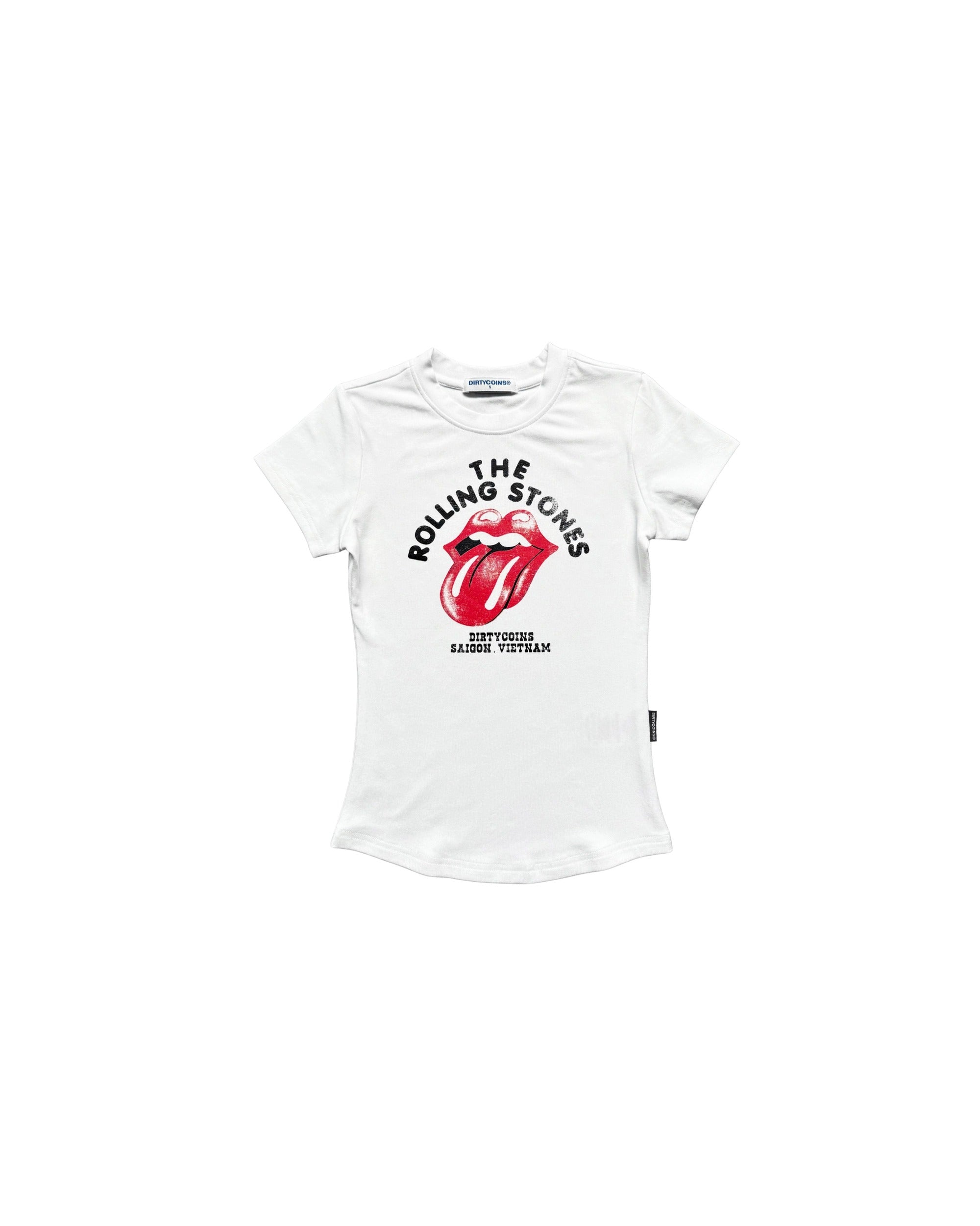 DCxRS Vintage Tongue Fitted Baby Tee White