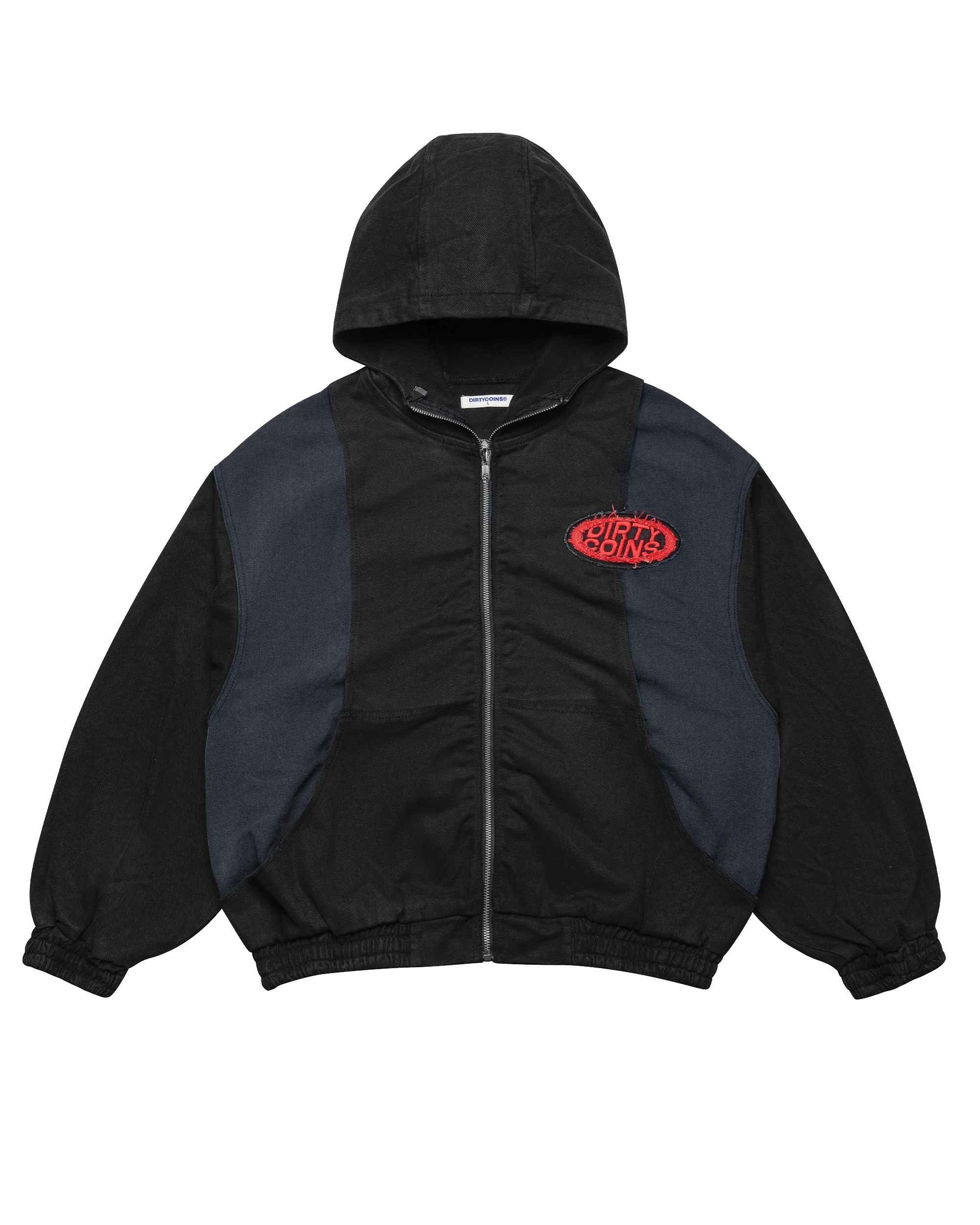 DCxRS Splicing Patch Hooded Denim Jacket Black