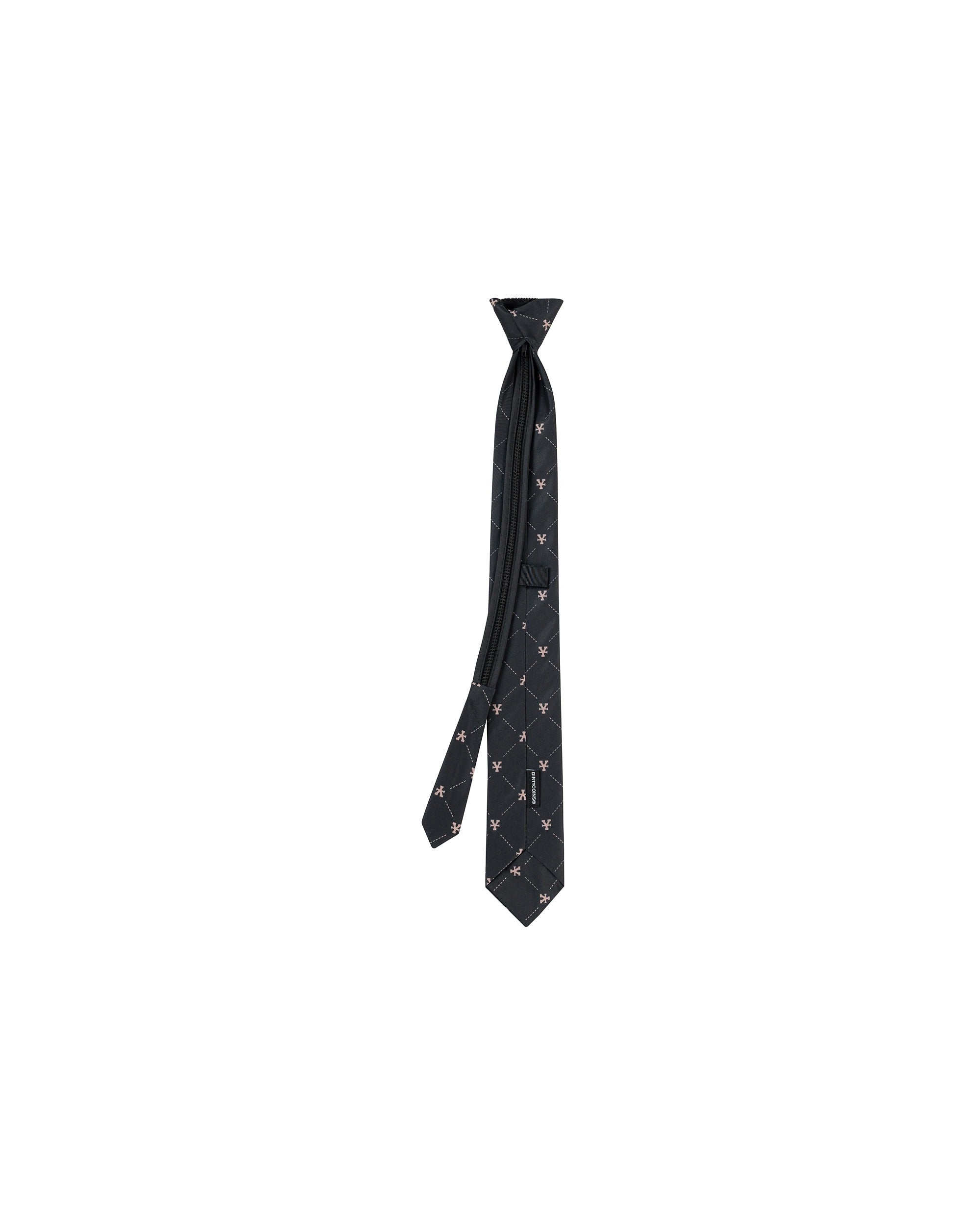 Y Pattern Silk Tie - Black